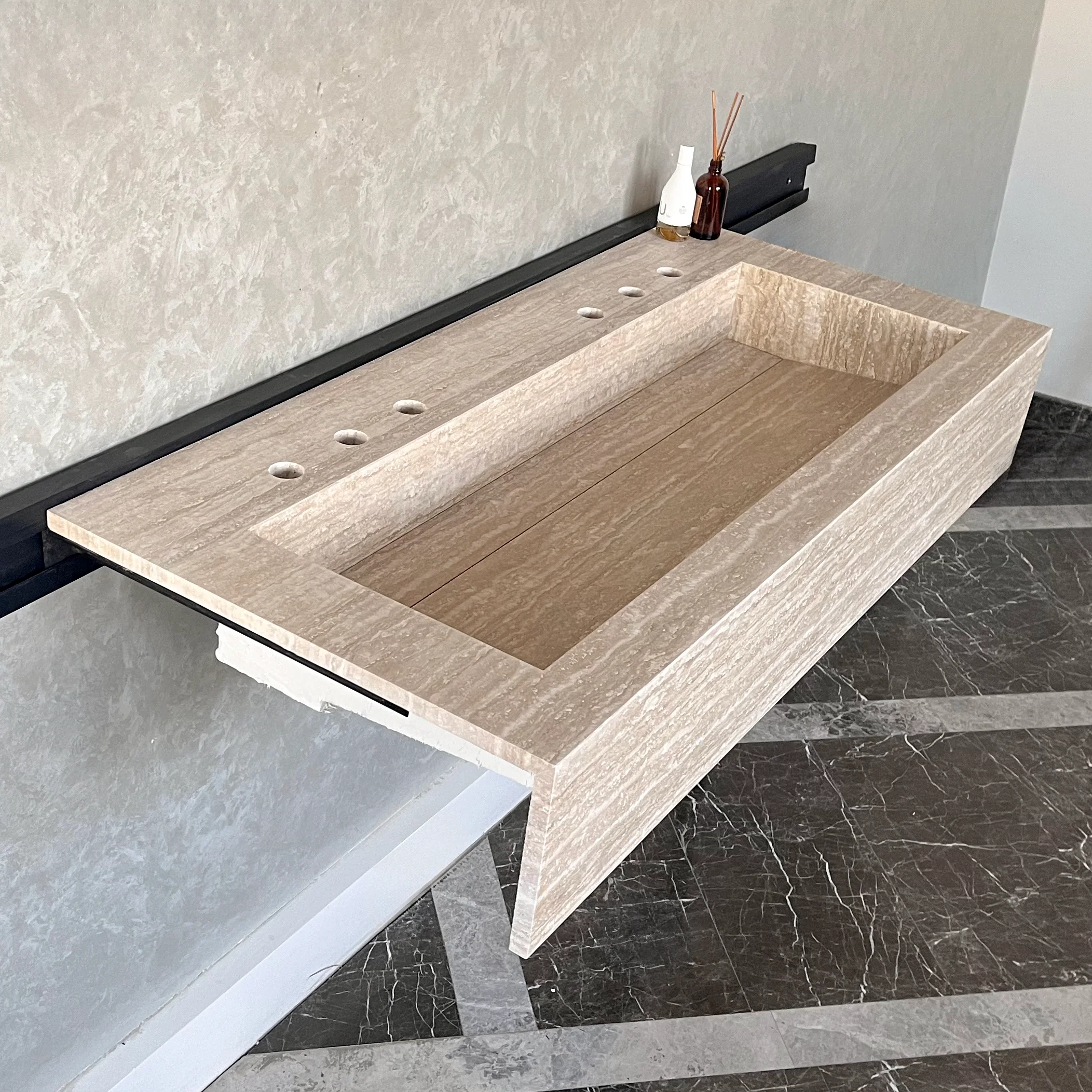 HANDCRAFTED CUSTOM TRAVERTINE SINK (TR-081) - Image 5