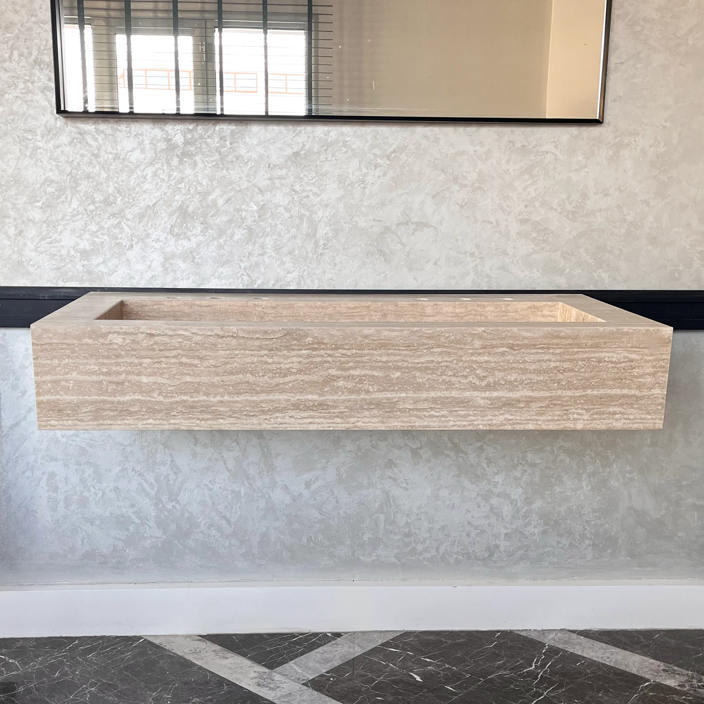HANDCRAFTED CUSTOM TRAVERTINE SINK (TR-081) - Image 6