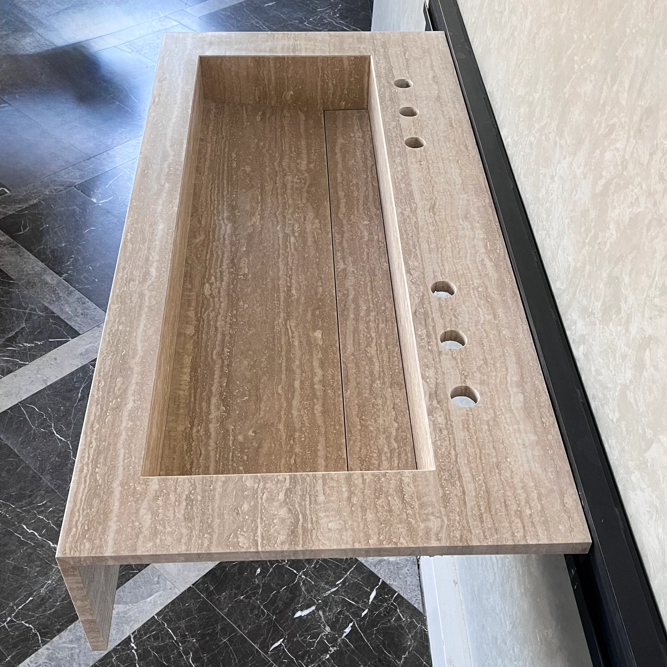 HANDCRAFTED CUSTOM TRAVERTINE SINK (TR-081) - Image 7