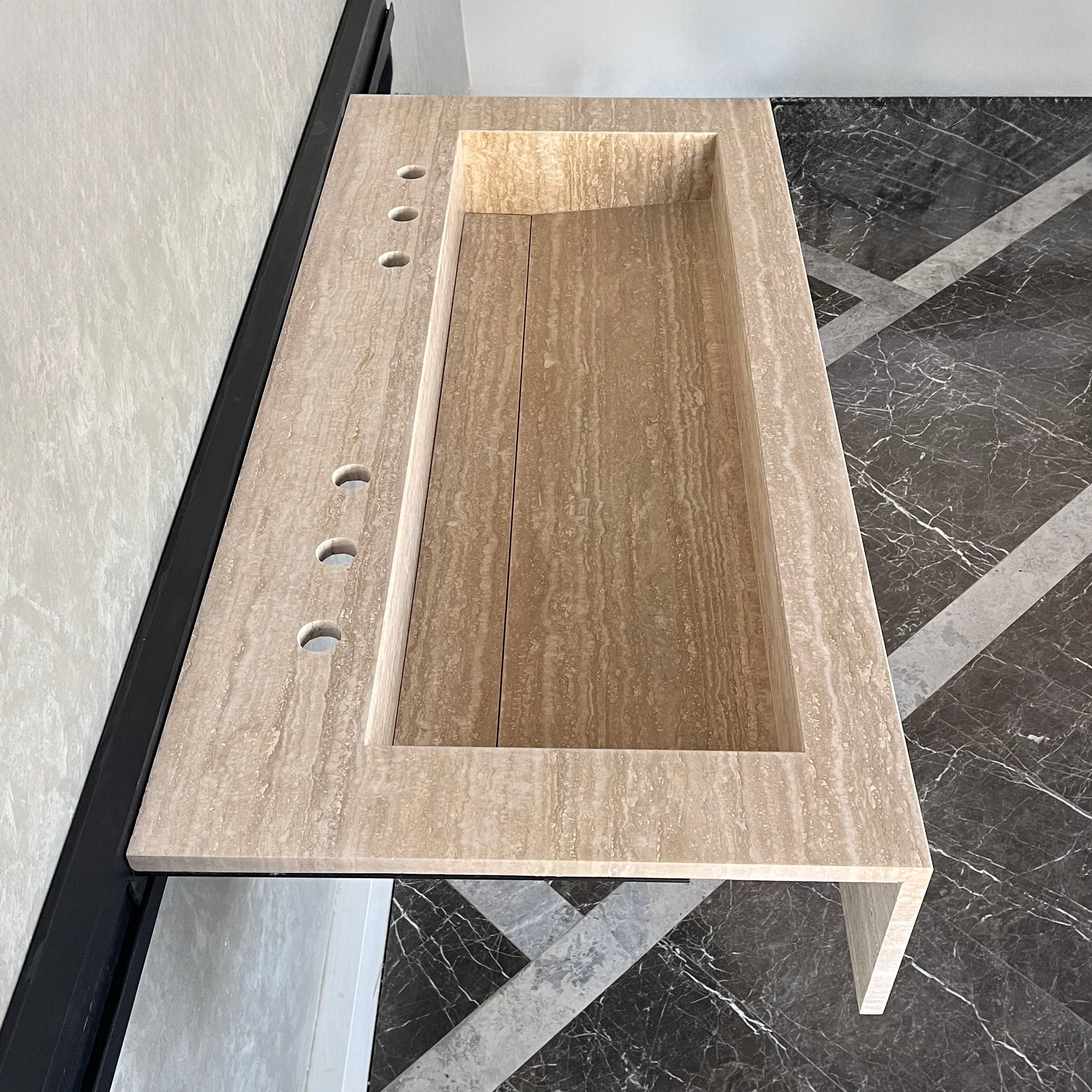 HANDCRAFTED CUSTOM TRAVERTINE SINK (TR-081) - Image 8