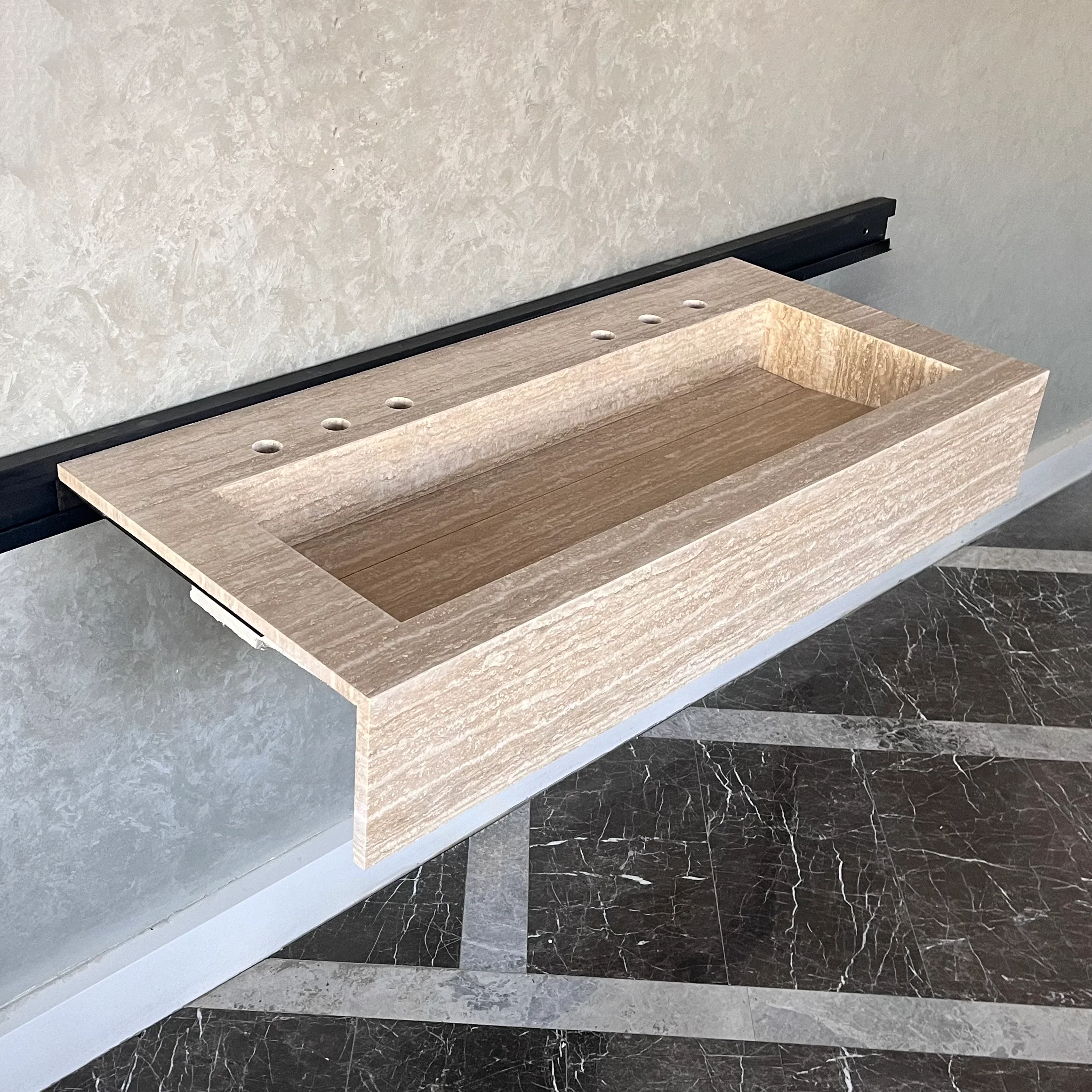 HANDCRAFTED CUSTOM TRAVERTINE SINK (TR-081) - Image 9