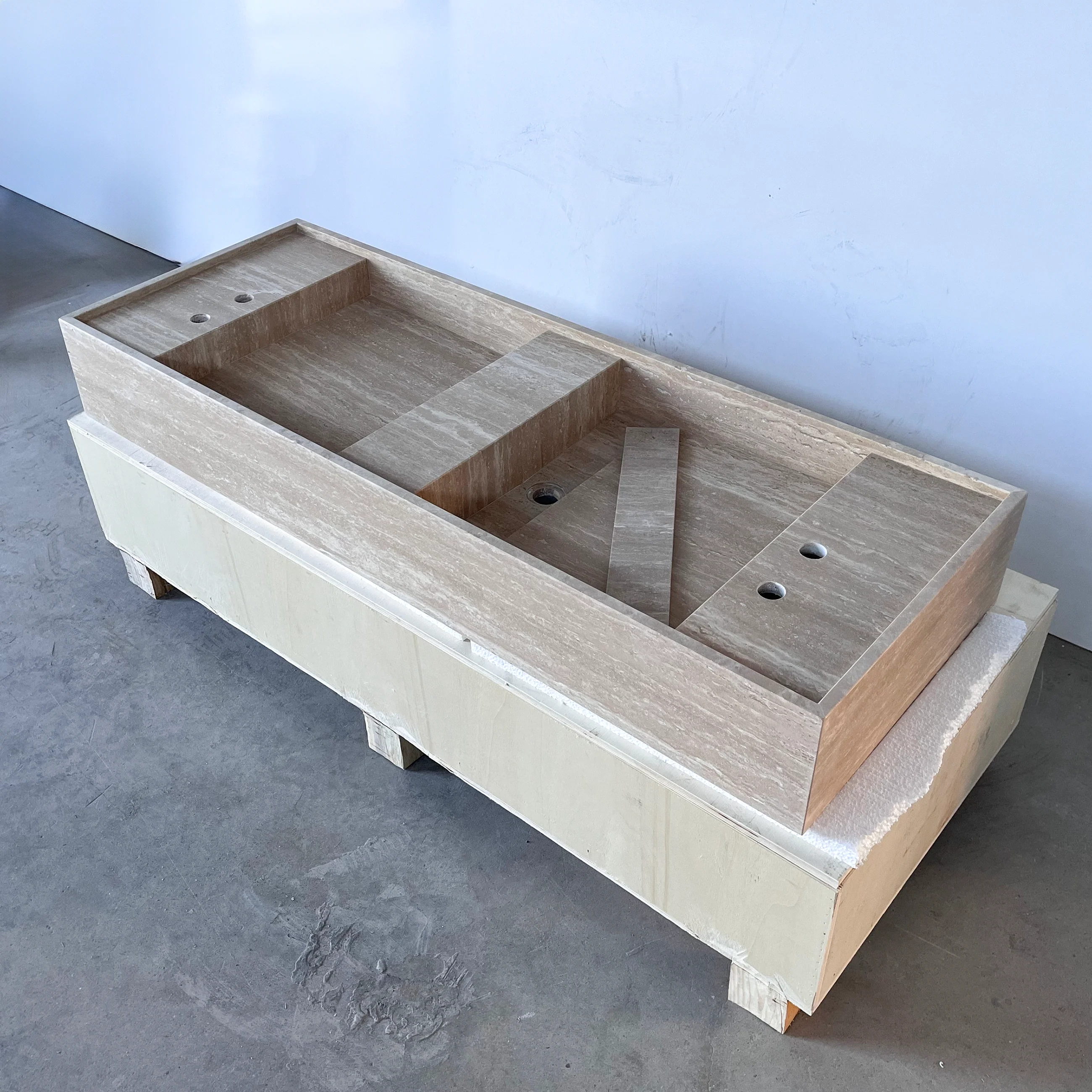 HANDCRAFTED CUSTOM TRAVERTINE SINK (TR-111) - Image 3