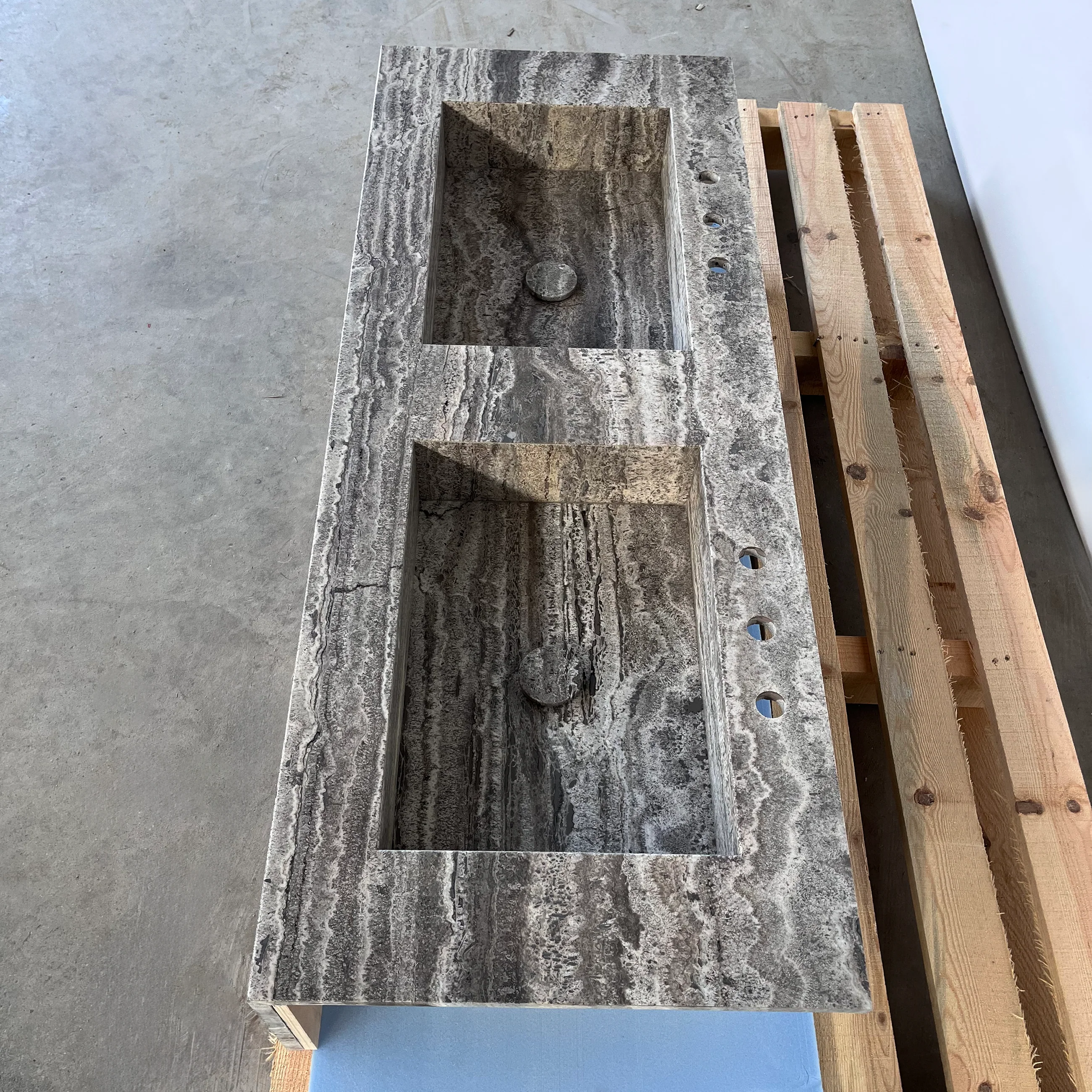 HANDCRAFTED CUSTOM TRAVERTINE SINK (TR-123) - Image 7