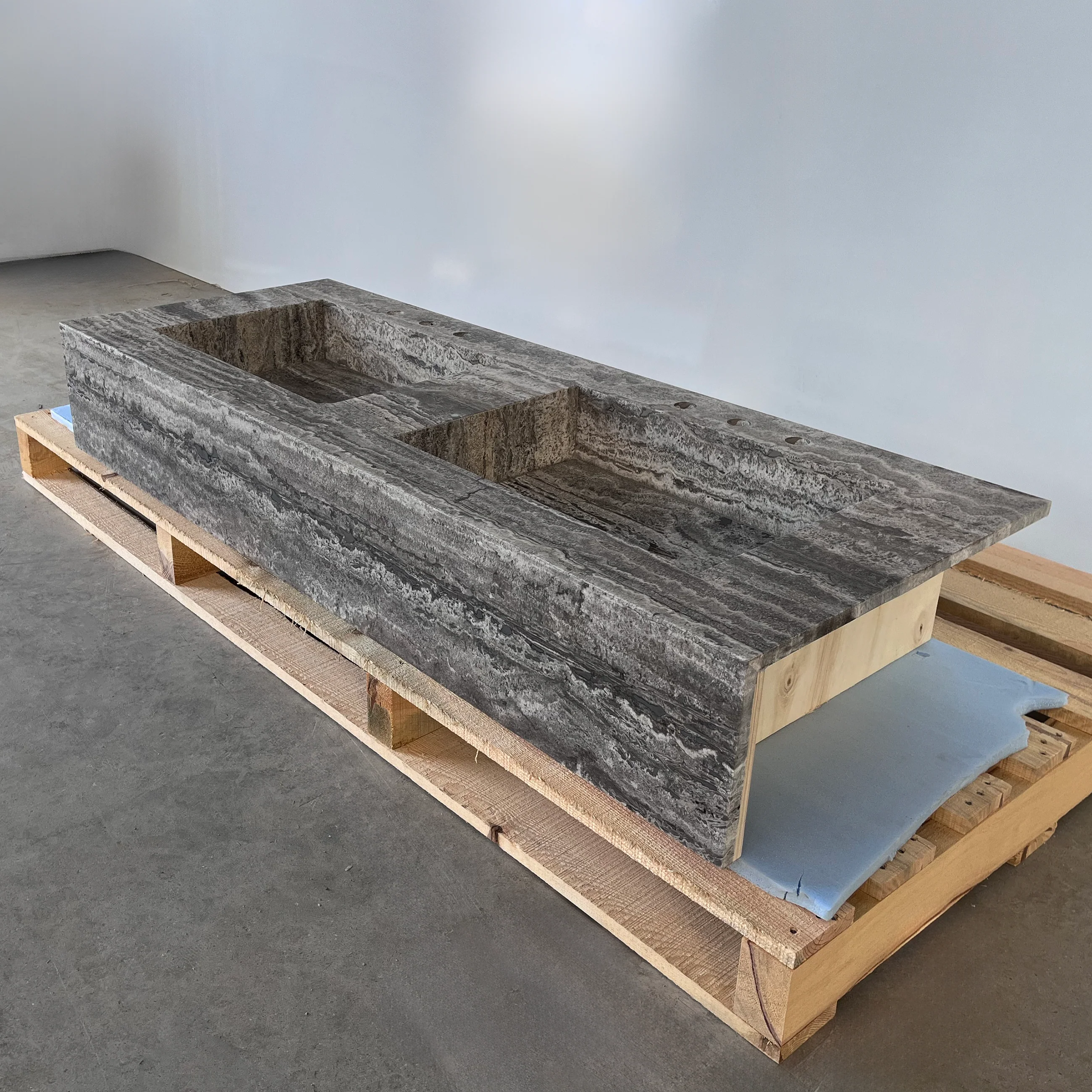HANDCRAFTED CUSTOM TRAVERTINE SINK (TR-123) - Image 8