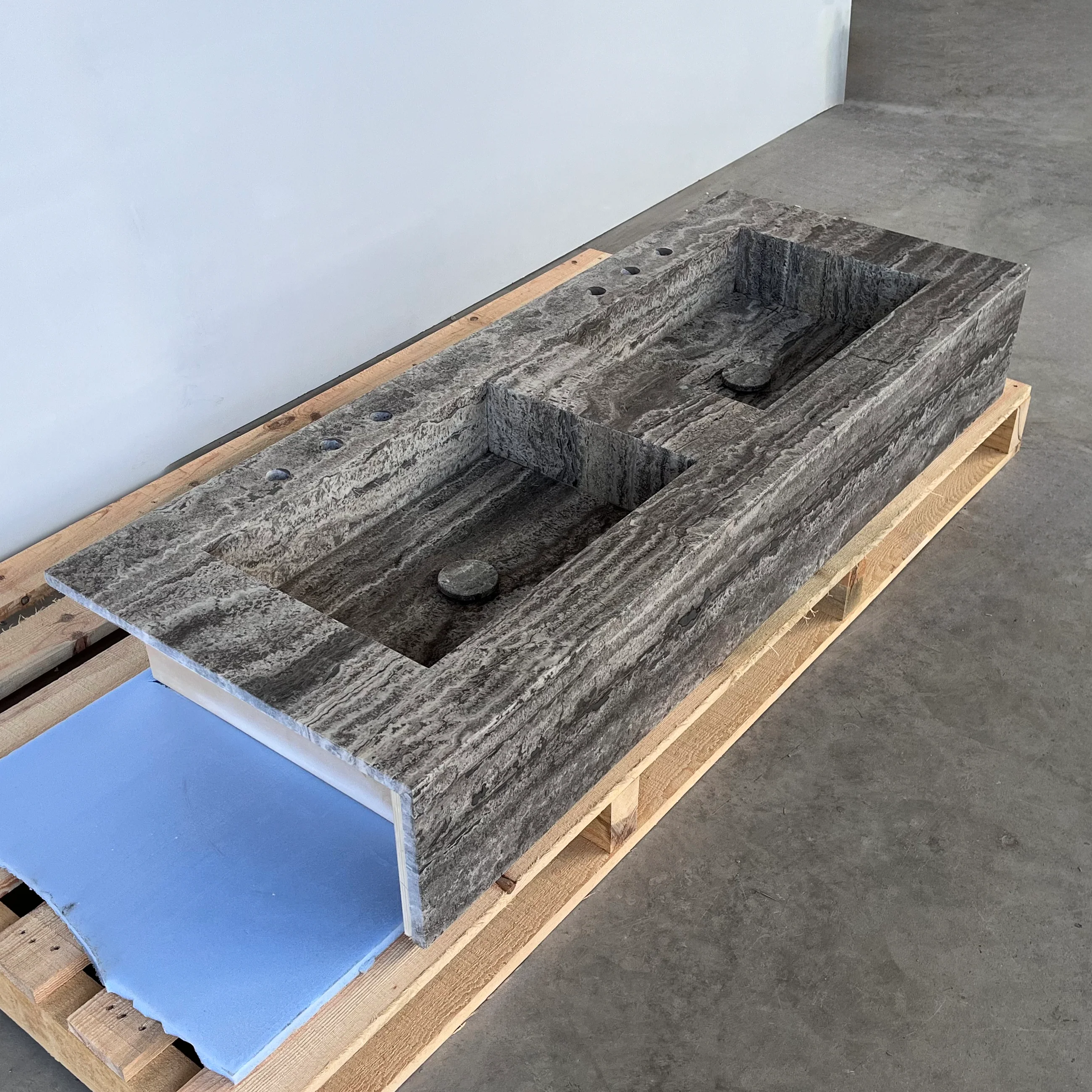 HANDCRAFTED CUSTOM TRAVERTINE SINK (TR-123) - Image 9