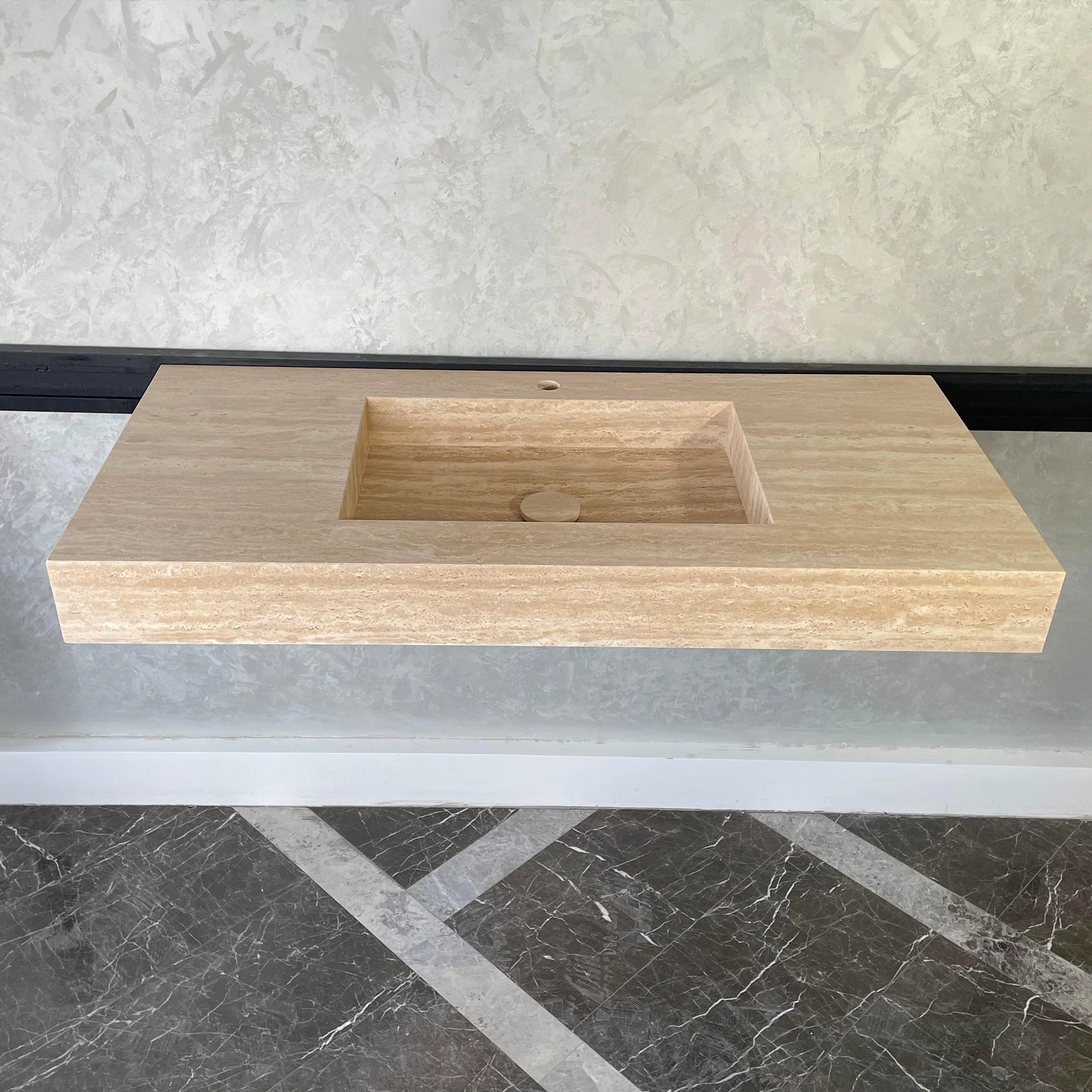 HANDCRAFTED CUSTOM TRAVERTINE SINK (TR-072) - Image 2