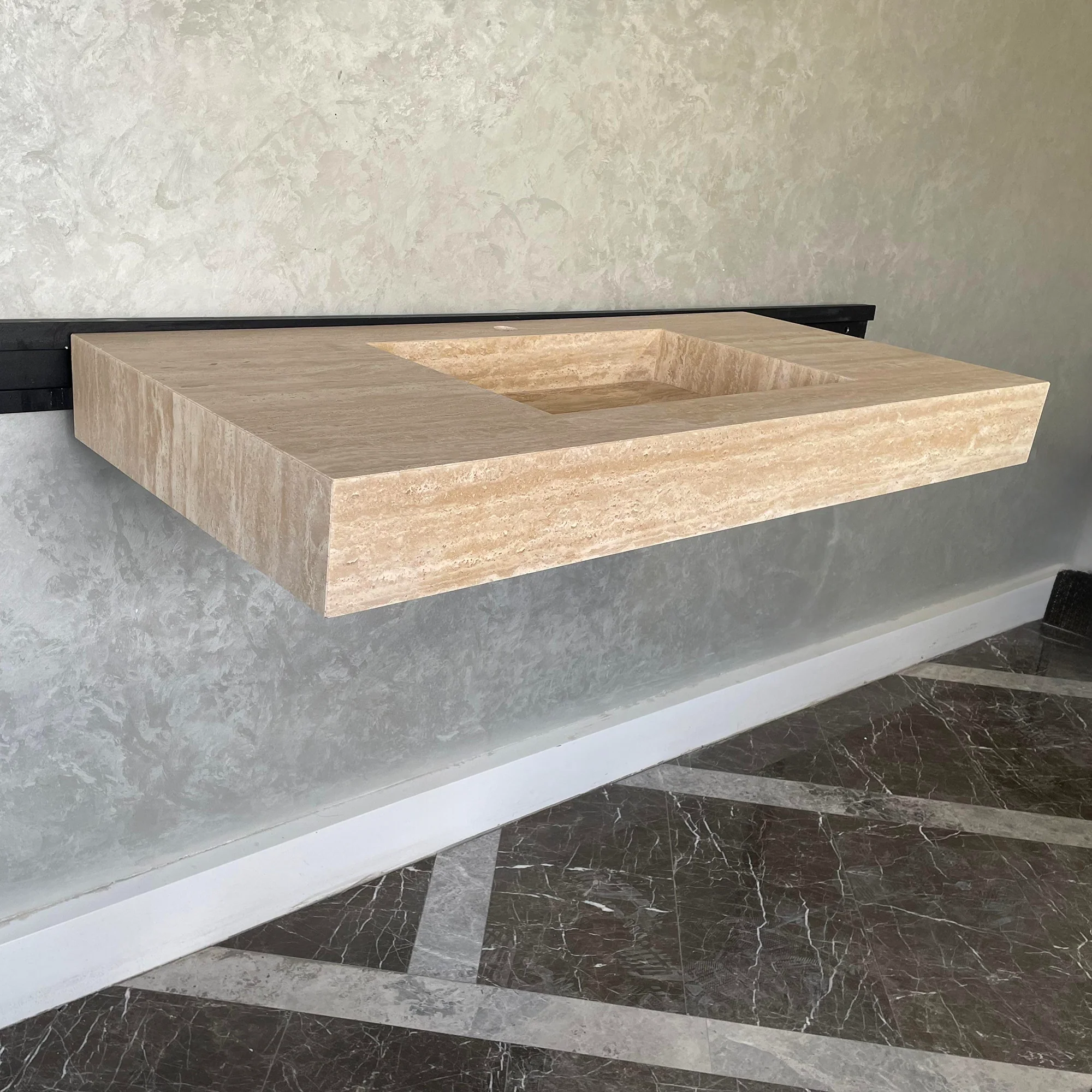 HANDCRAFTED CUSTOM TRAVERTINE SINK (TR-072) - Image 3