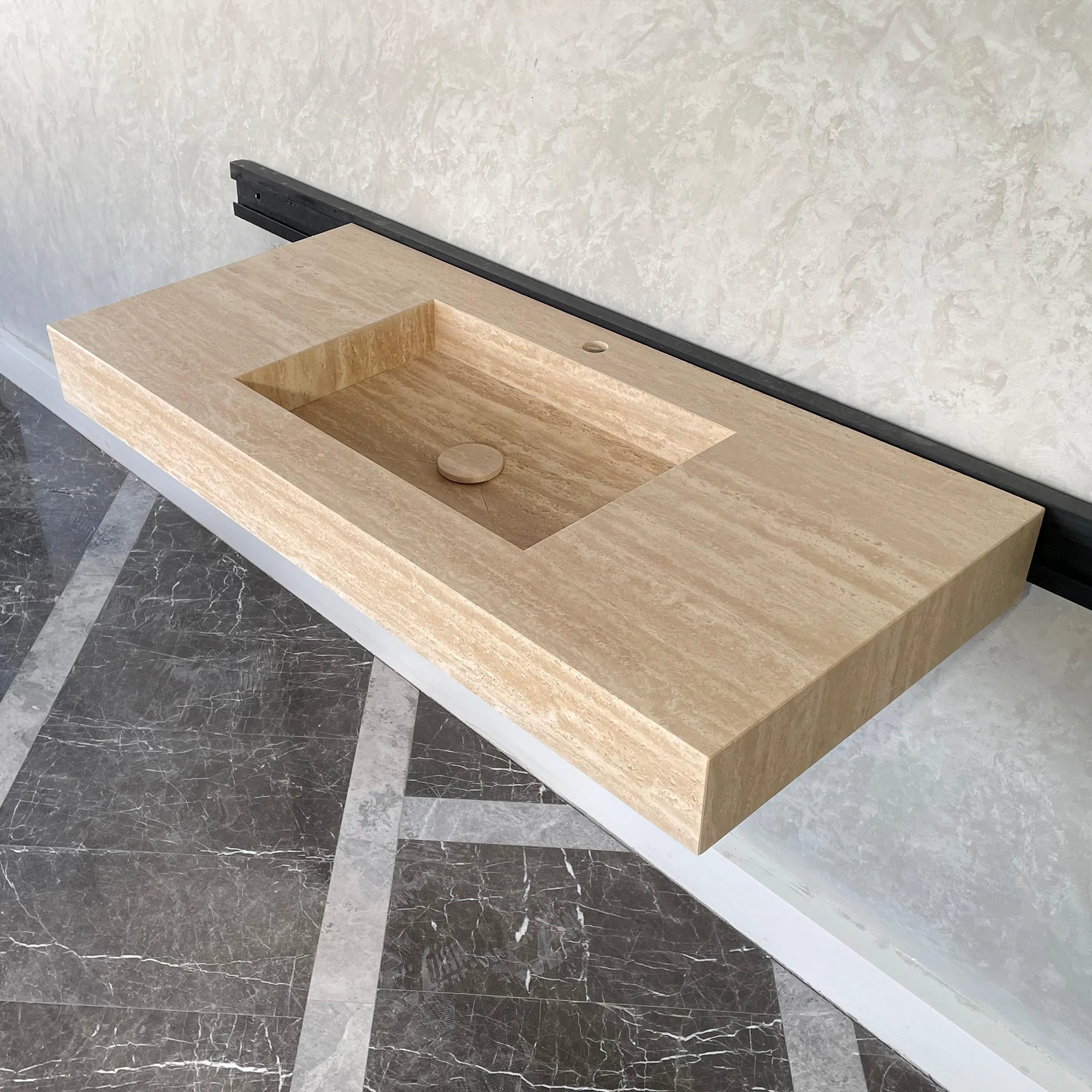 HANDCRAFTED CUSTOM TRAVERTINE SINK (TR-072) - Image 4