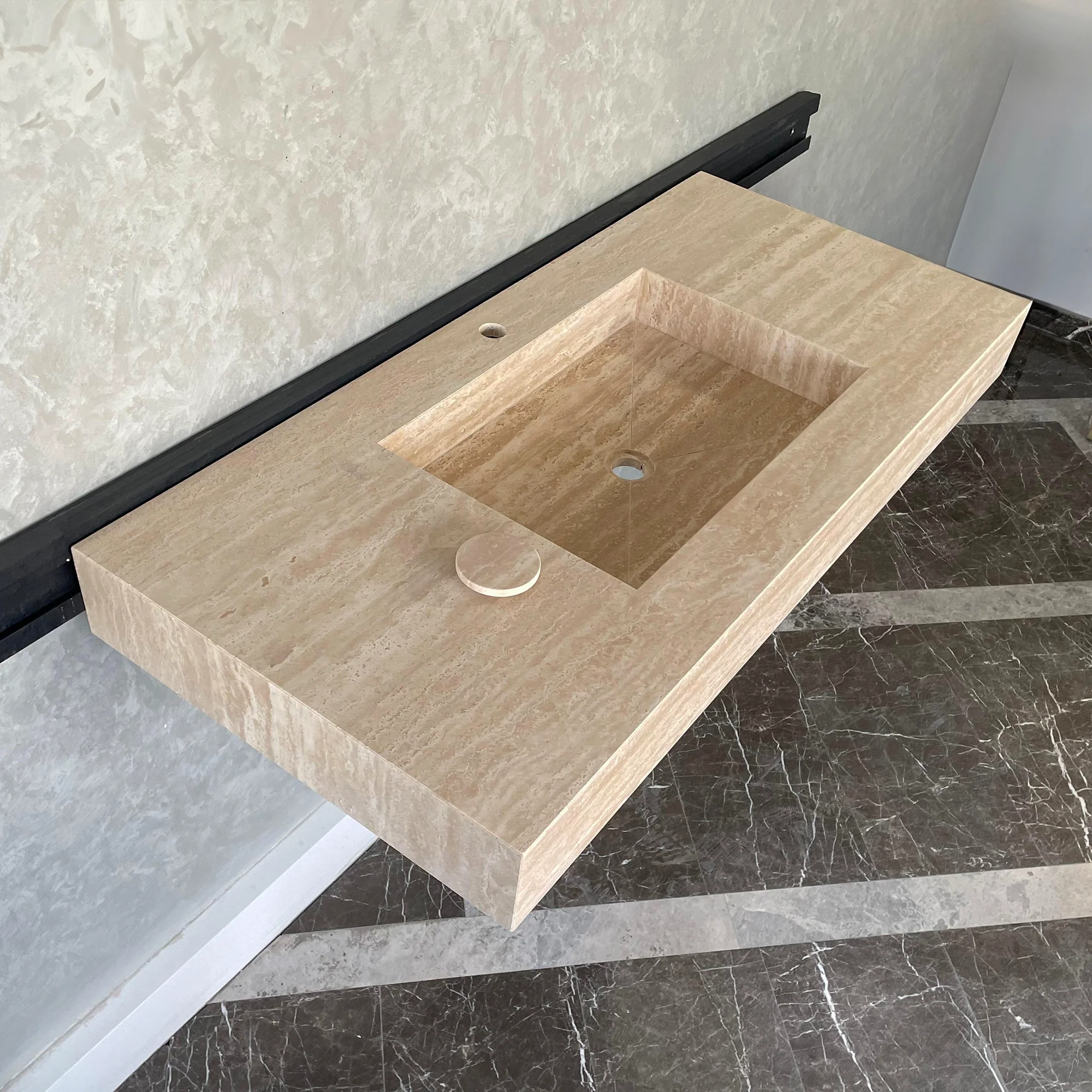 HANDCRAFTED CUSTOM TRAVERTINE SINK (TR-072) - Image 5