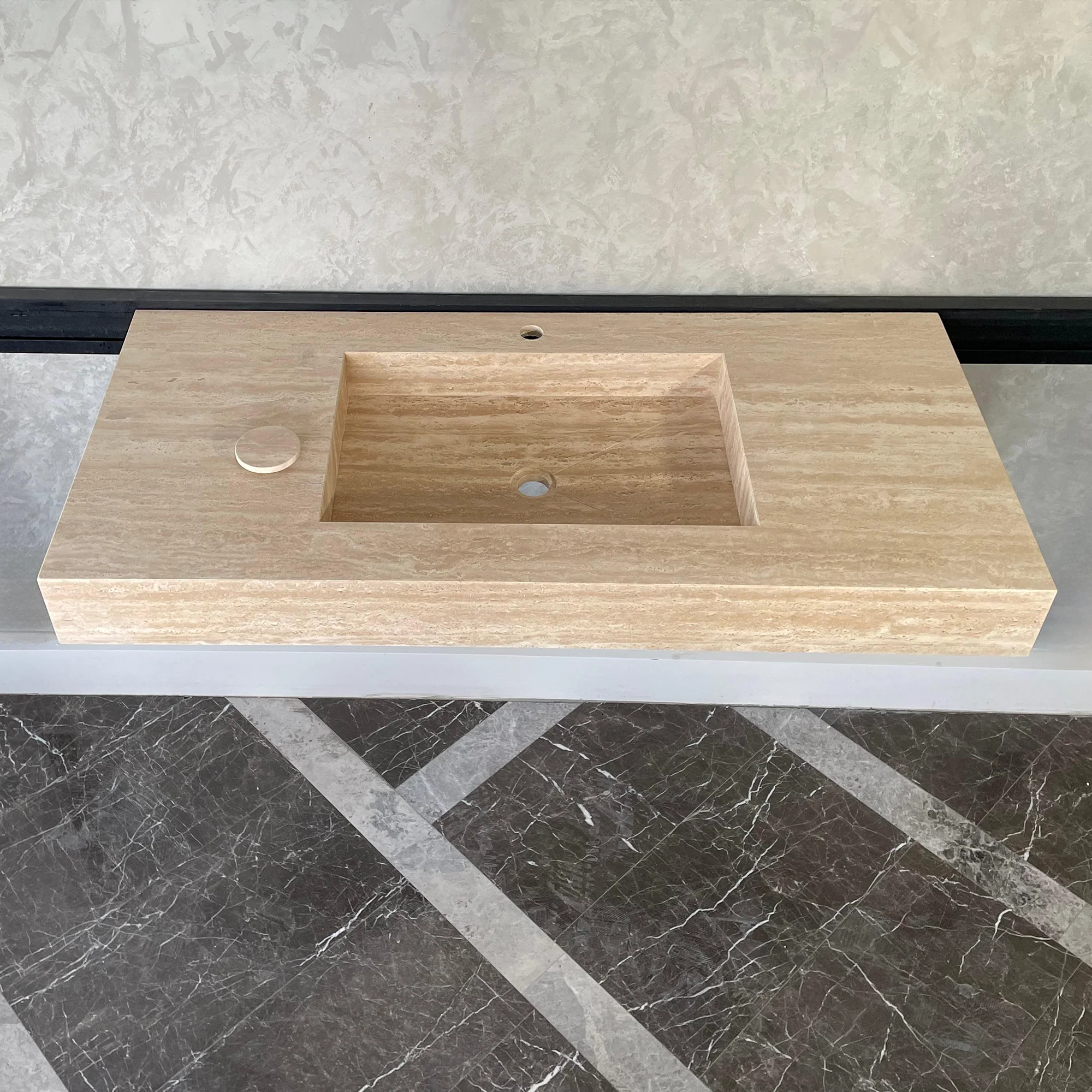 HANDCRAFTED CUSTOM TRAVERTINE SINK (TR-072) - Image 6