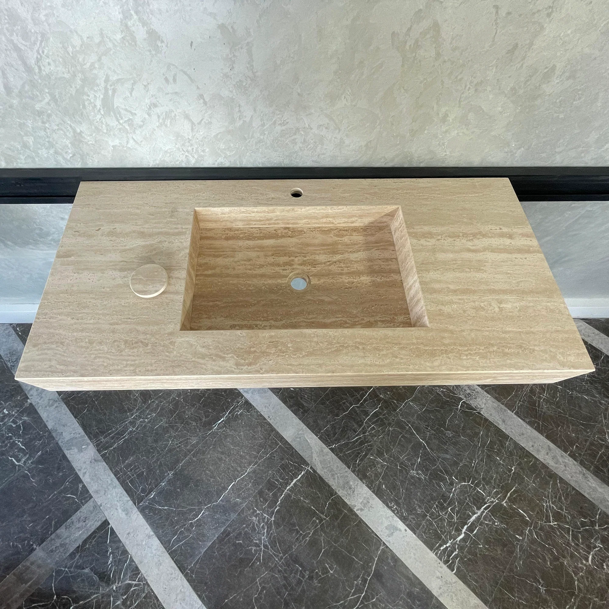 HANDCRAFTED CUSTOM TRAVERTINE SINK (TR-072) - Image 8