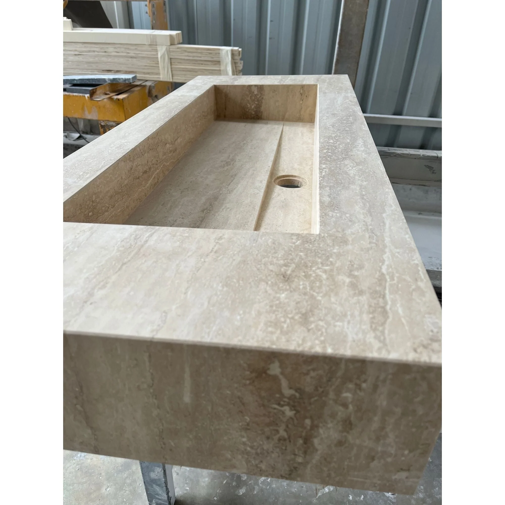 HANDCRAFTED CUSTOM TRAVERTINE TROUGH SINK (TR-061) - Image 3