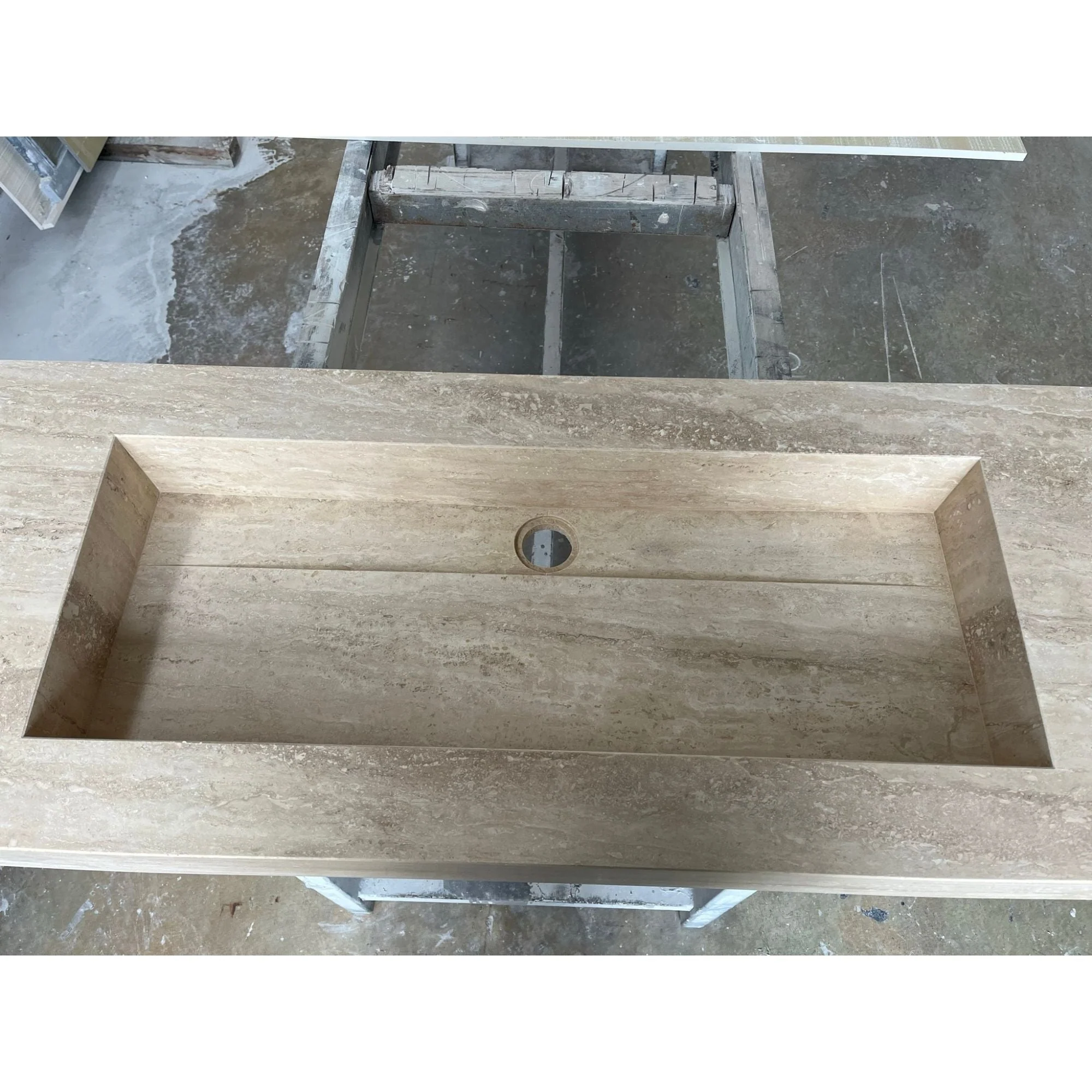 HANDCRAFTED CUSTOM TRAVERTINE TROUGH SINK (TR-061) - Image 7