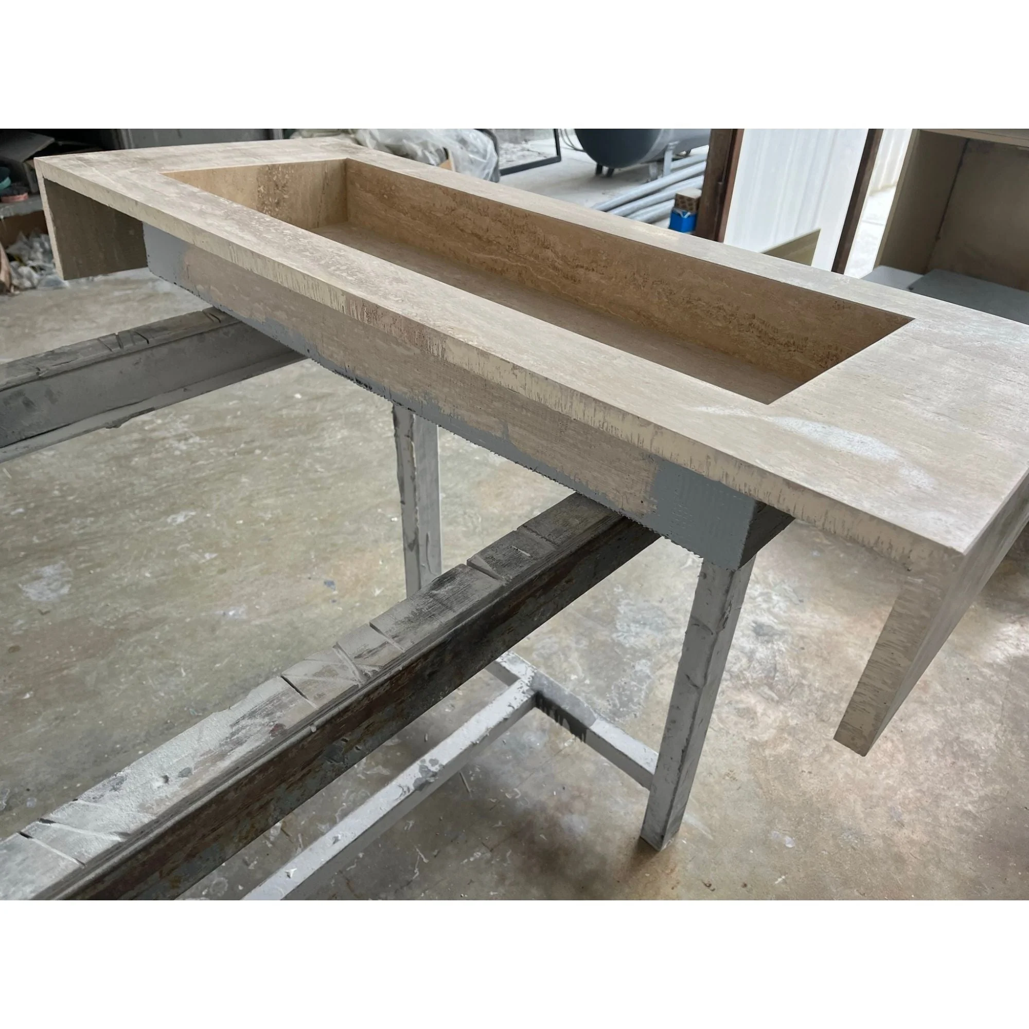 HANDCRAFTED CUSTOM TRAVERTINE TROUGH SINK (TR-061) - Image 8