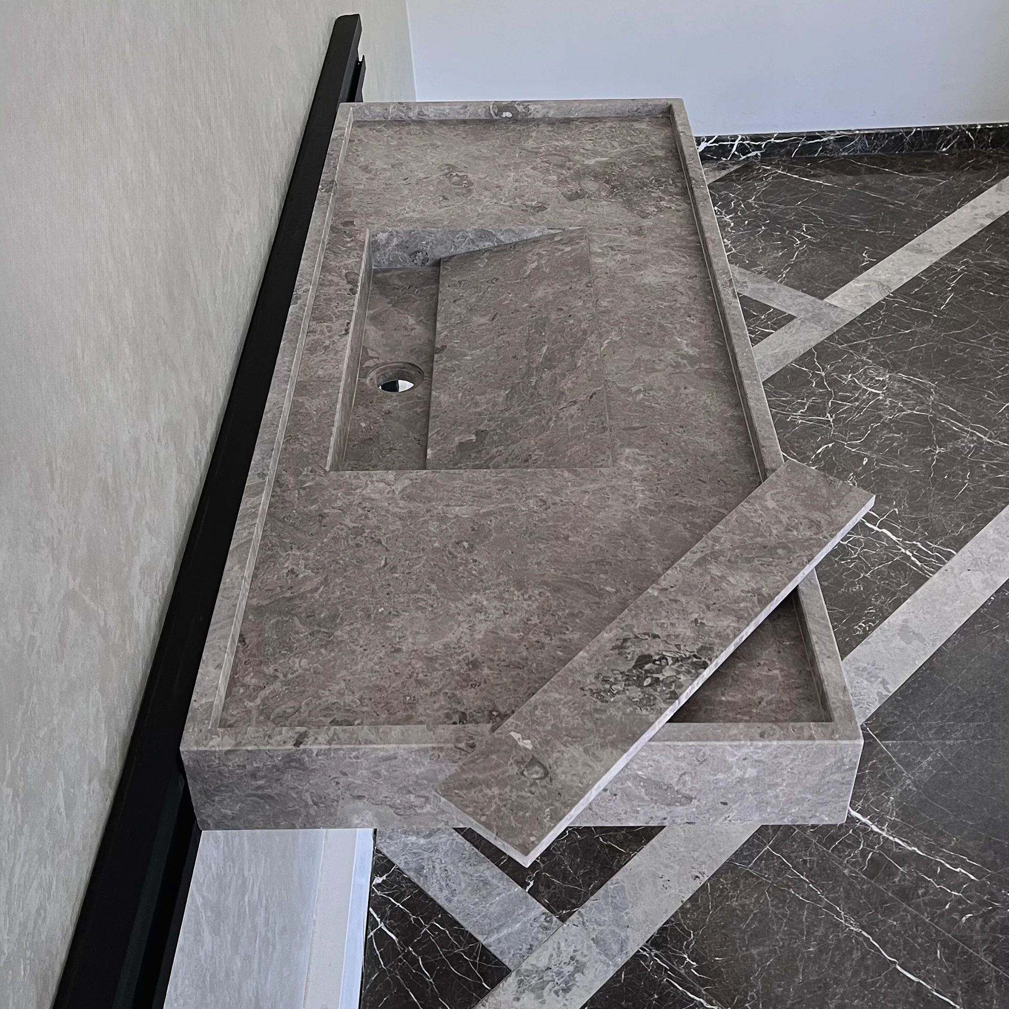 HANDCRAFTED CUSTOM TUNDRA GREY MARBLE SINK (NS-075) - Image 3