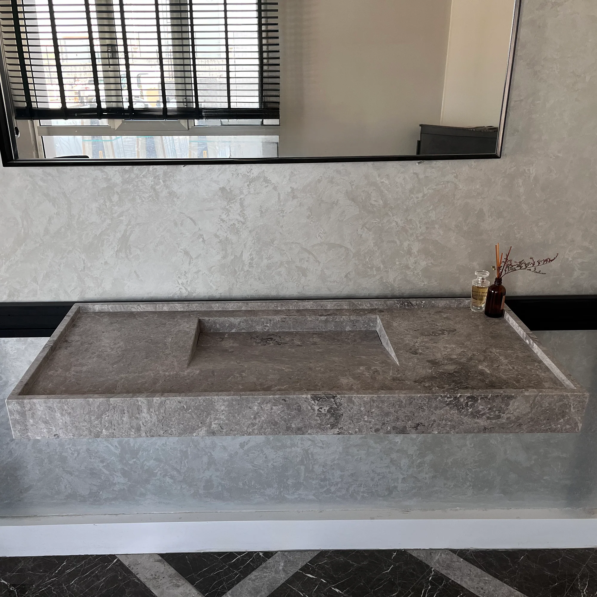 HANDCRAFTED CUSTOM TUNDRA GREY MARBLE SINK (NS-075) - Image 7
