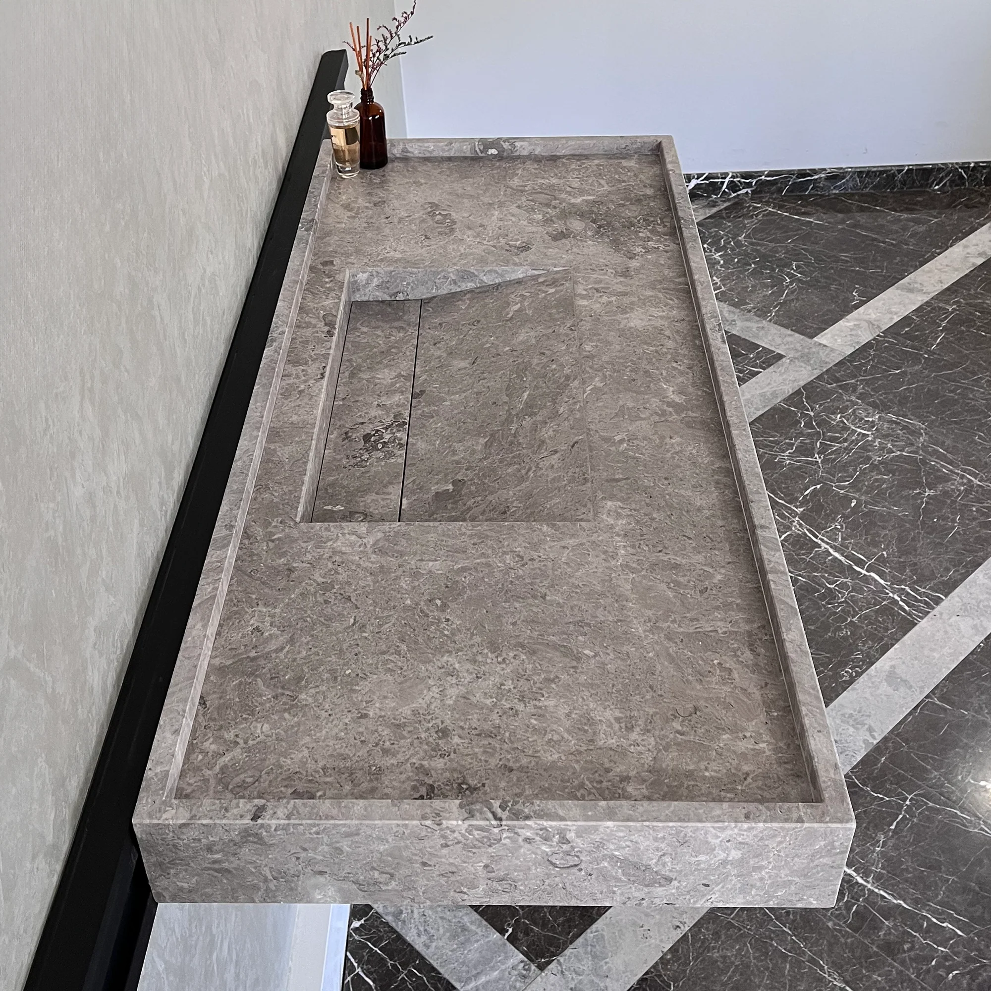 HANDCRAFTED CUSTOM TUNDRA GREY MARBLE SINK (NS-075) - Image 8