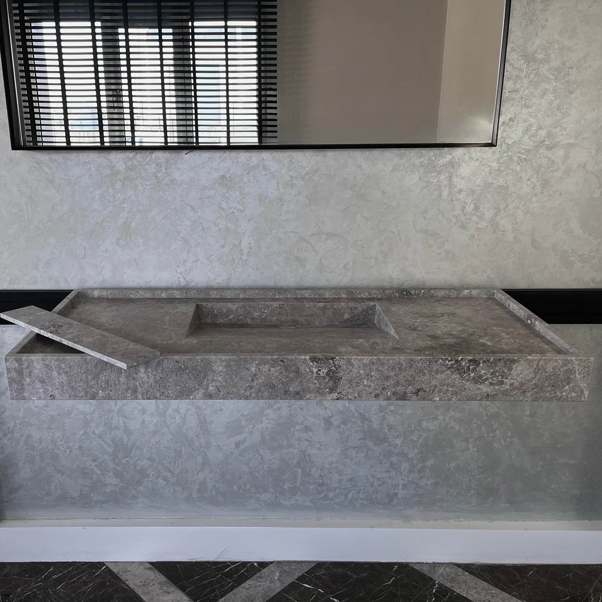 HANDCRAFTED CUSTOM TUNDRA GREY MARBLE SINK (NS-075) - Image 9
