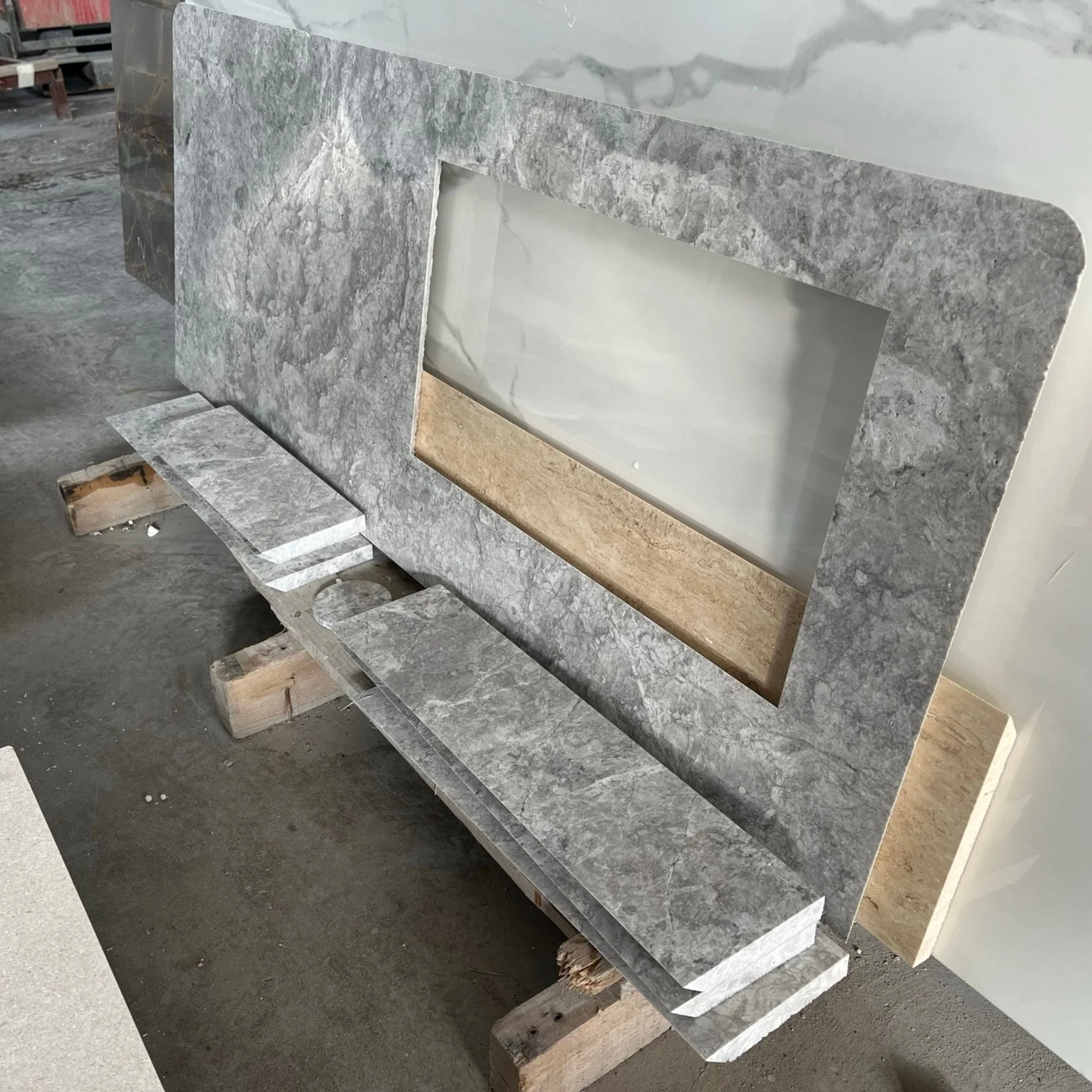 HANDCRAFTED CUSTOM TUNDRA GREY MARBLE SINK (NS-073) - Image 11