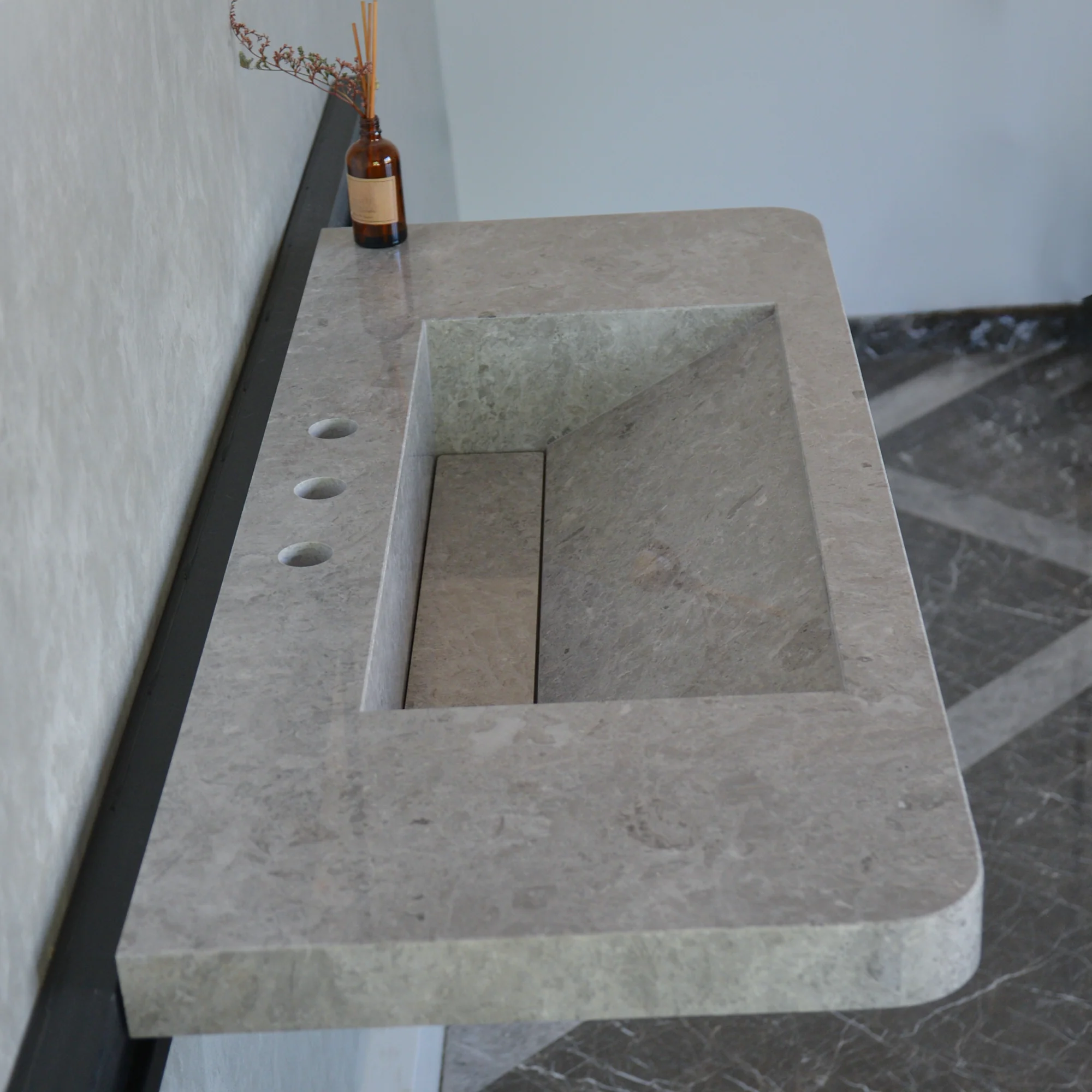 HANDCRAFTED CUSTOM TUNDRA GREY MARBLE SINK (NS-097) - Image 2
