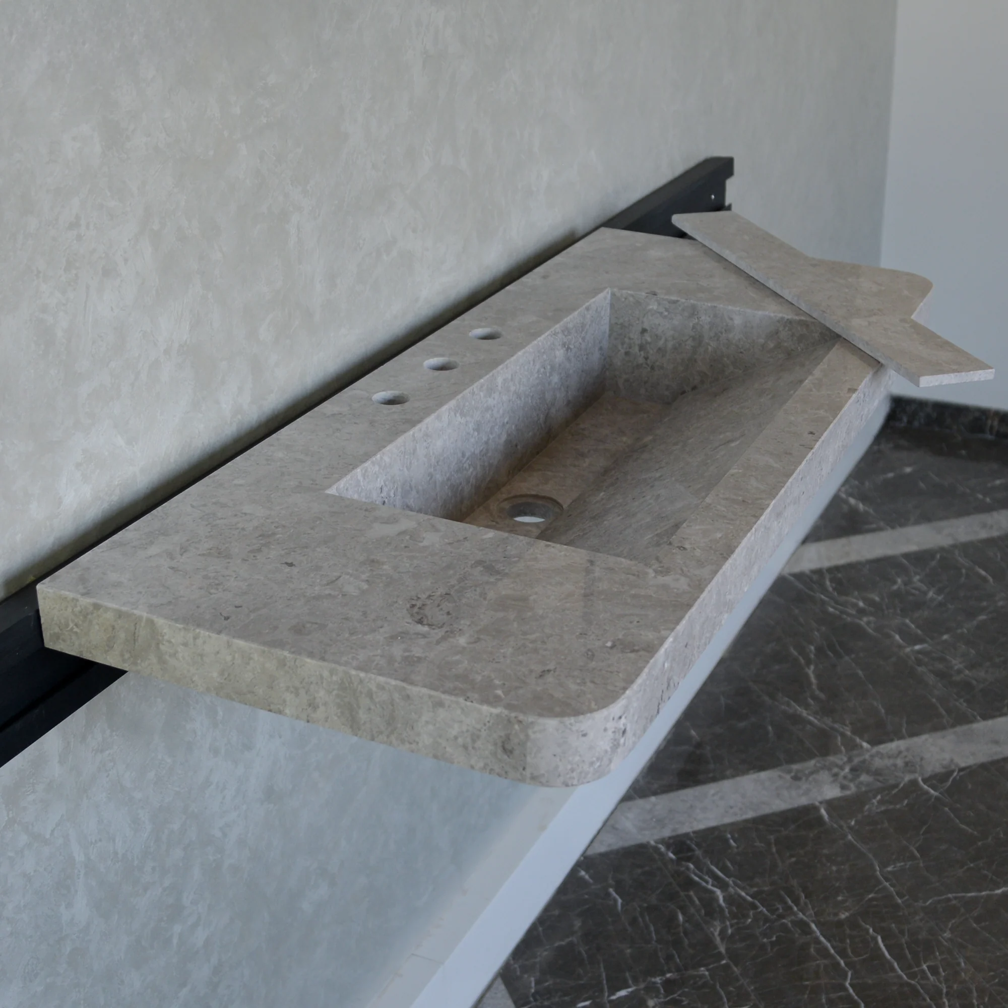 HANDCRAFTED CUSTOM TUNDRA GREY MARBLE SINK (NS-097) - Image 3
