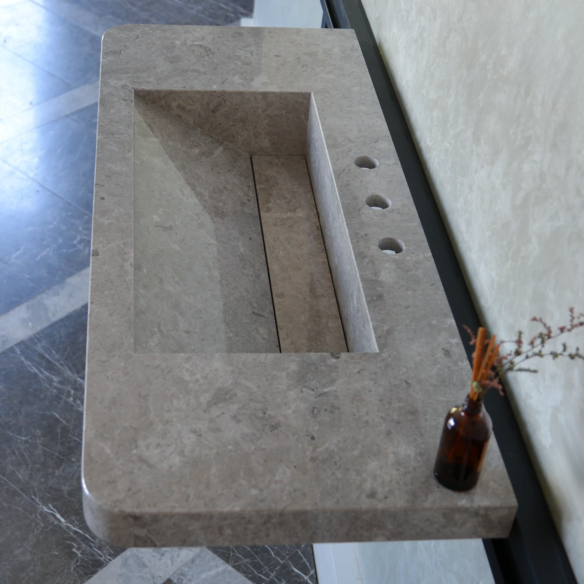 HANDCRAFTED CUSTOM TUNDRA GREY MARBLE SINK (NS-097) - Image 4