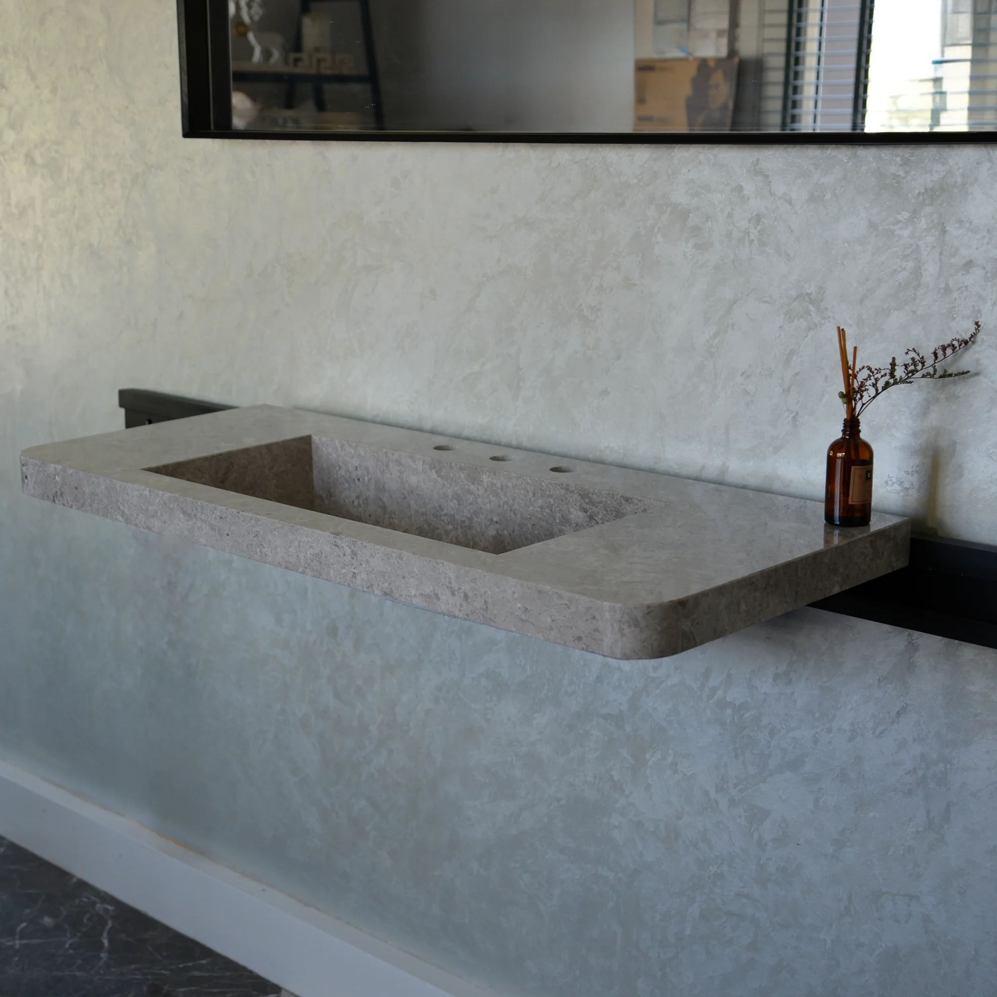 HANDCRAFTED CUSTOM TUNDRA GREY MARBLE SINK (NS-097) - Image 7