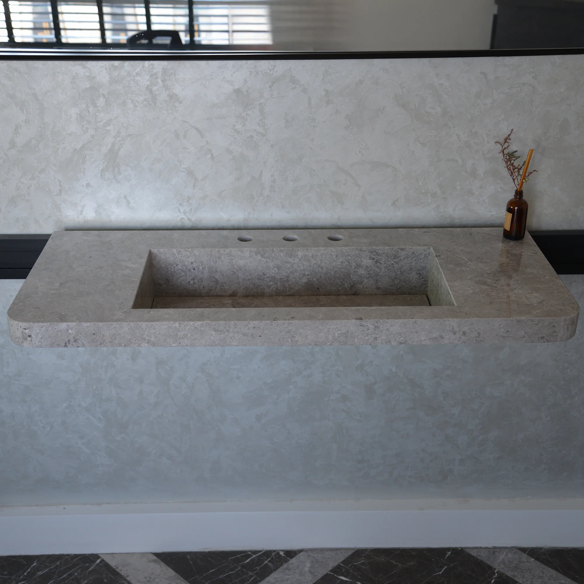 HANDCRAFTED CUSTOM TUNDRA GREY MARBLE SINK (NS-097) - Image 8