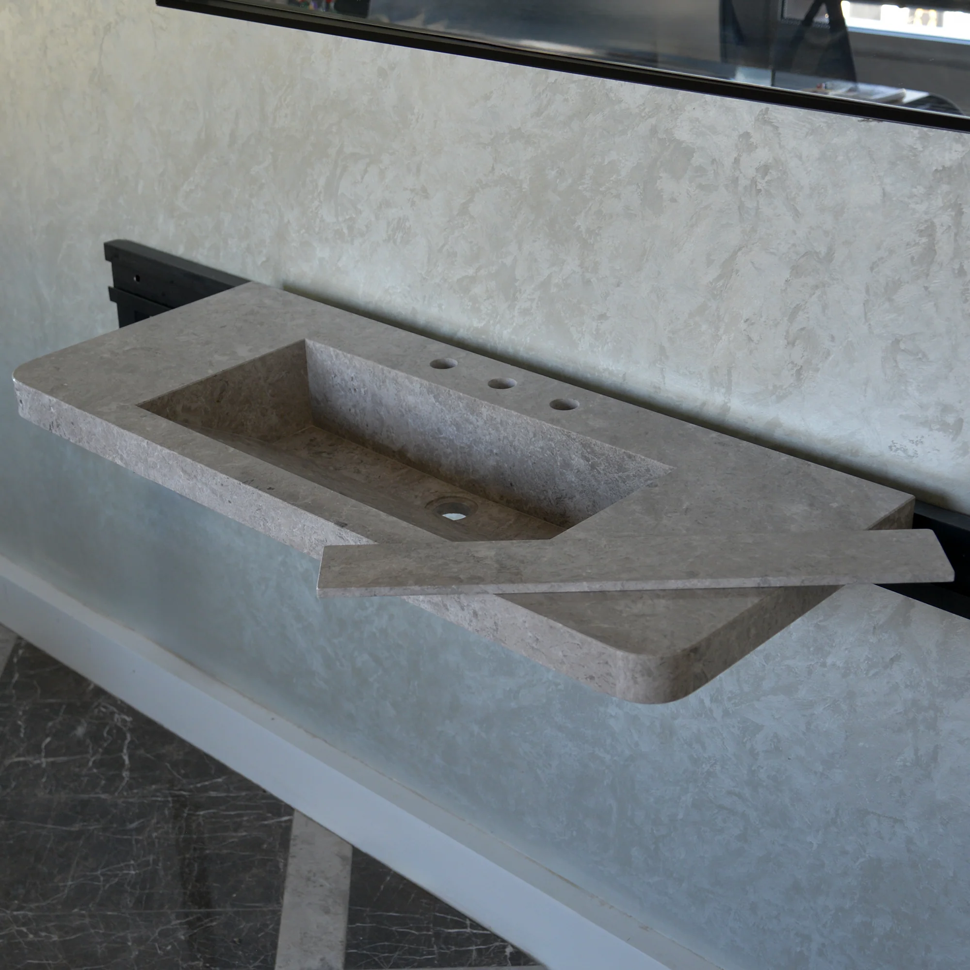 HANDCRAFTED CUSTOM TUNDRA GREY MARBLE SINK (NS-097) - Image 9