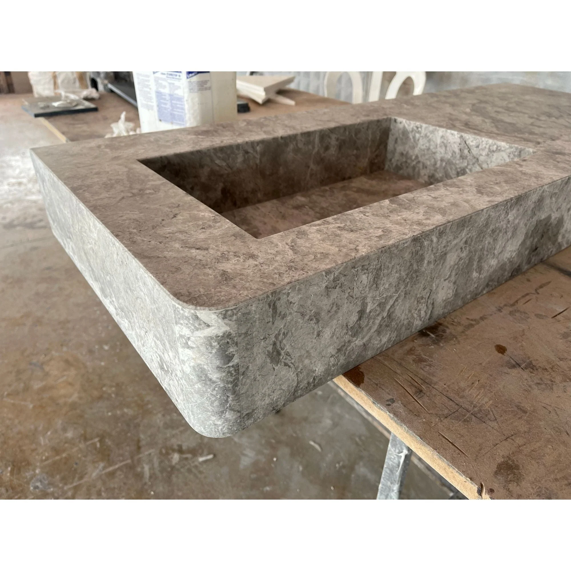 HANDCRAFTED CUSTOM TUNDRA GREY MARBLE SINK (NS-073) - Image 2