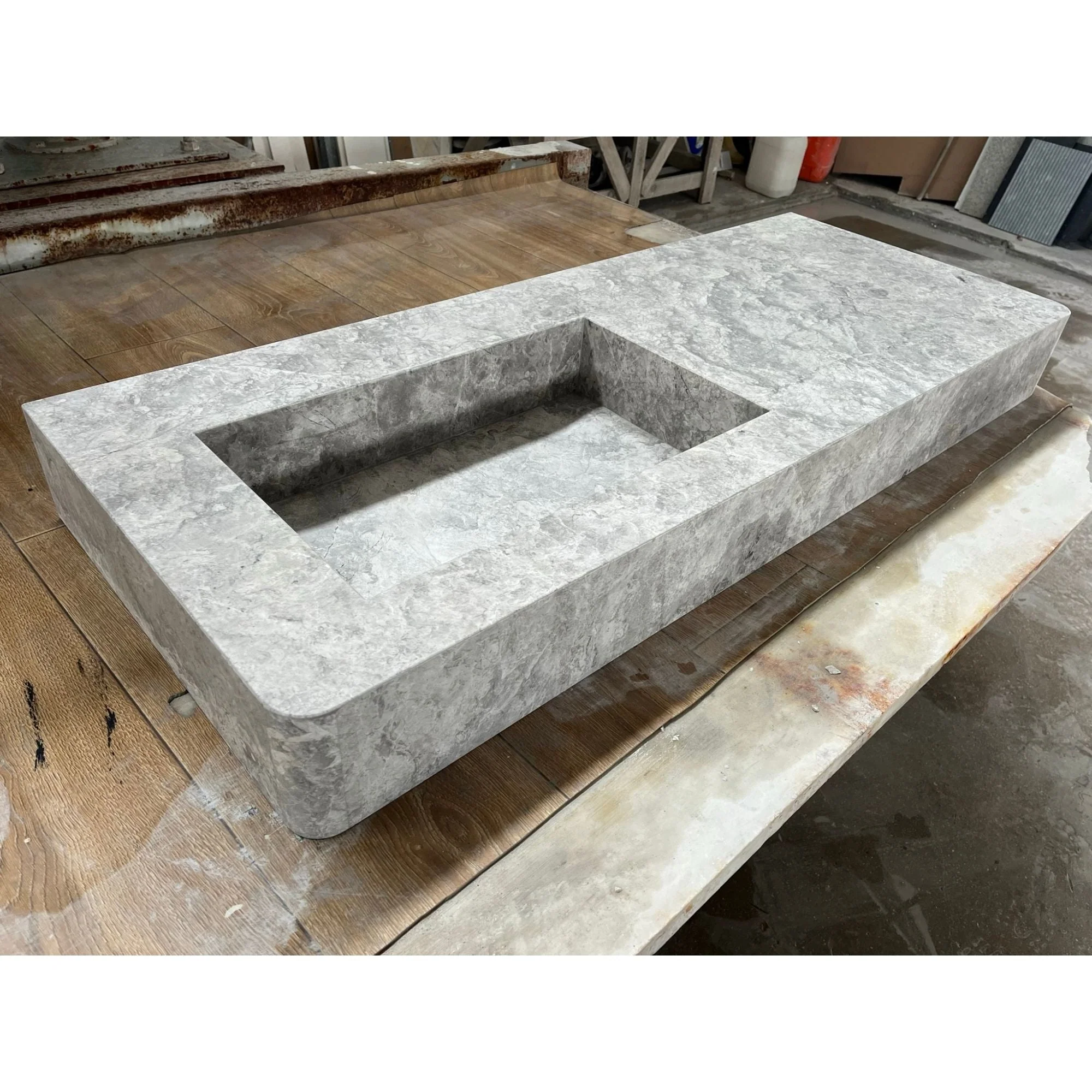 HANDCRAFTED CUSTOM TUNDRA GREY MARBLE SINK (NS-073) - Image 3
