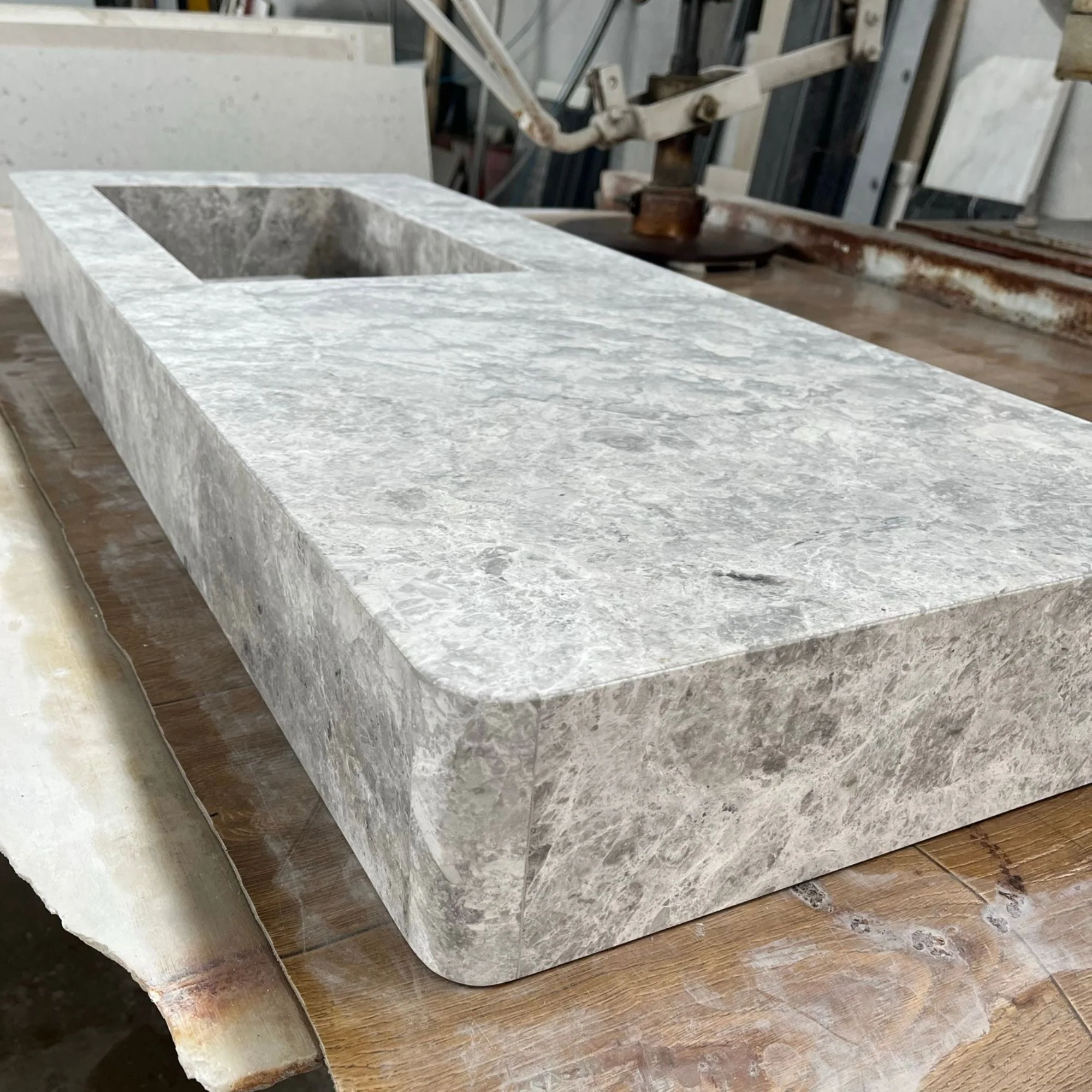 HANDCRAFTED CUSTOM TUNDRA GREY MARBLE SINK (NS-073) - Image 4