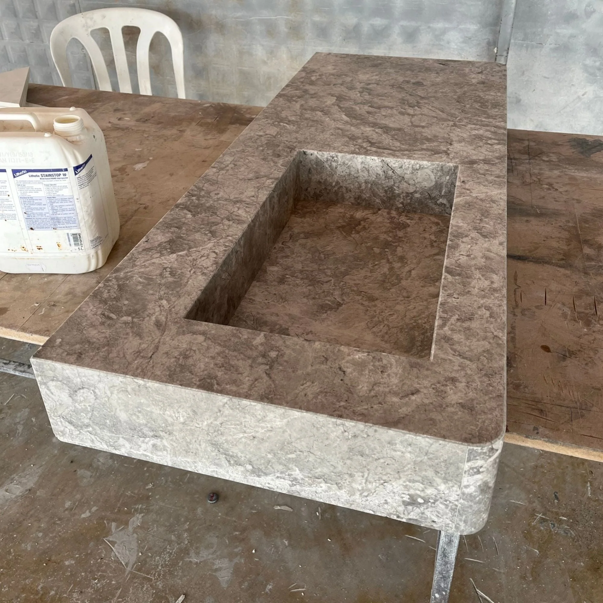 HANDCRAFTED CUSTOM TUNDRA GREY MARBLE SINK (NS-073) - Image 5