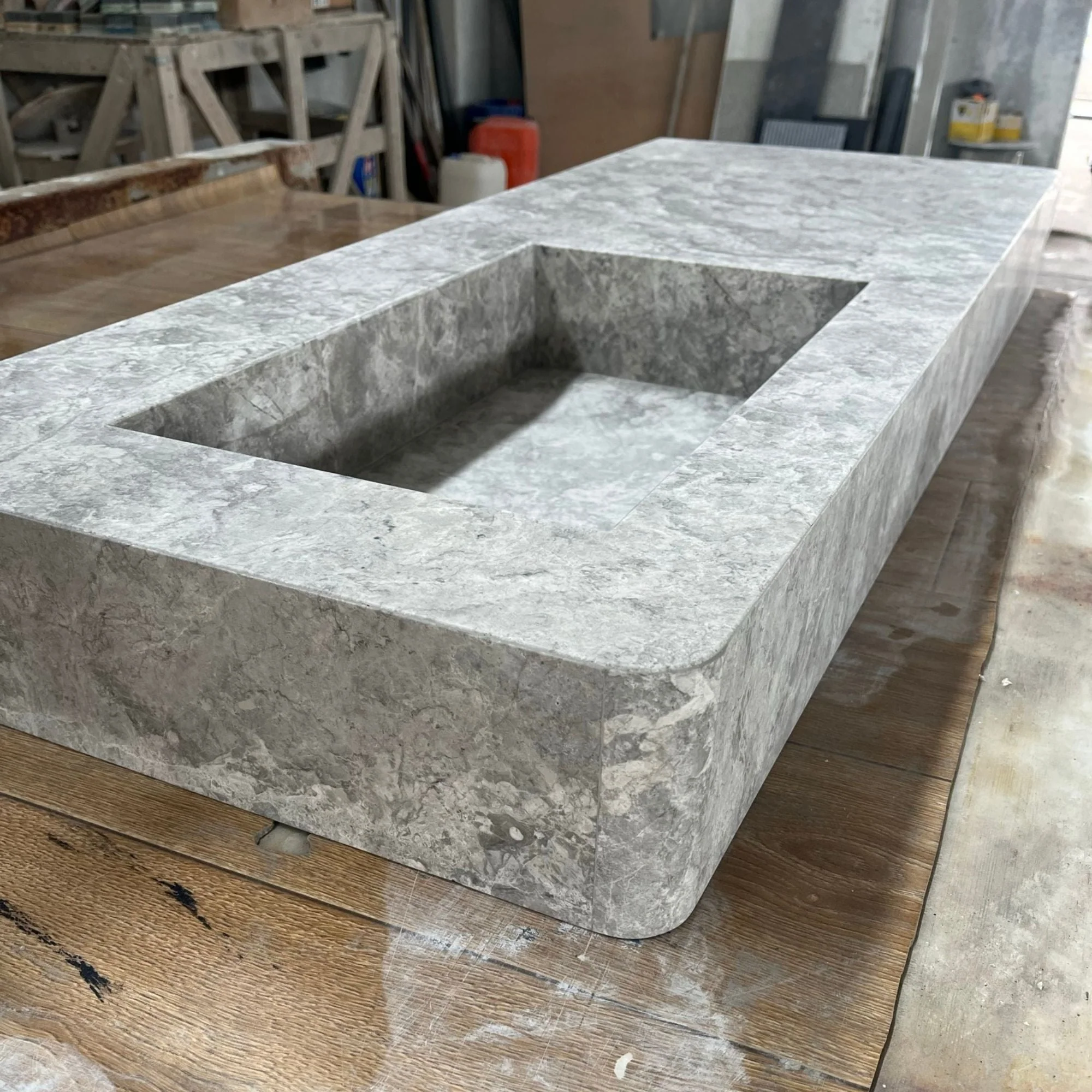 HANDCRAFTED CUSTOM TUNDRA GREY MARBLE SINK (NS-073) - Image 6