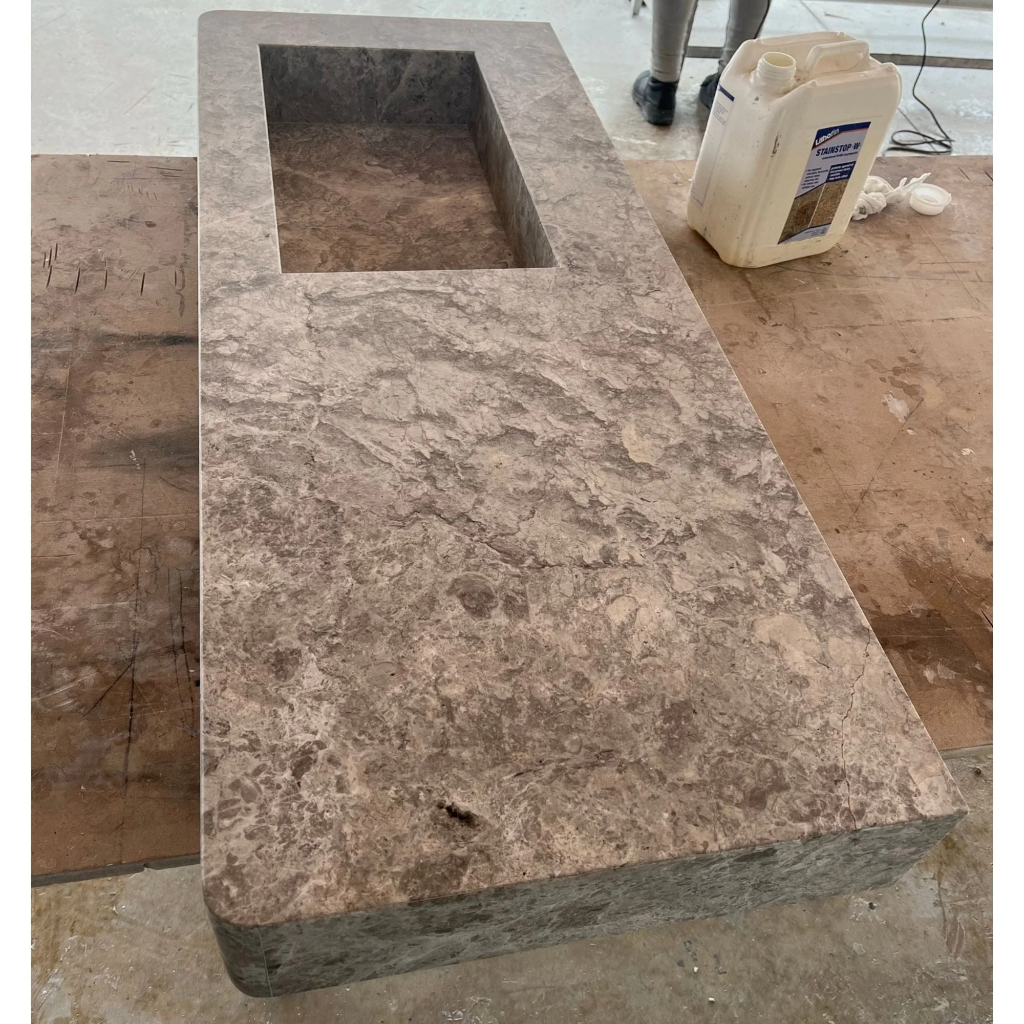 HANDCRAFTED CUSTOM TUNDRA GREY MARBLE SINK (NS-073) - Image 7