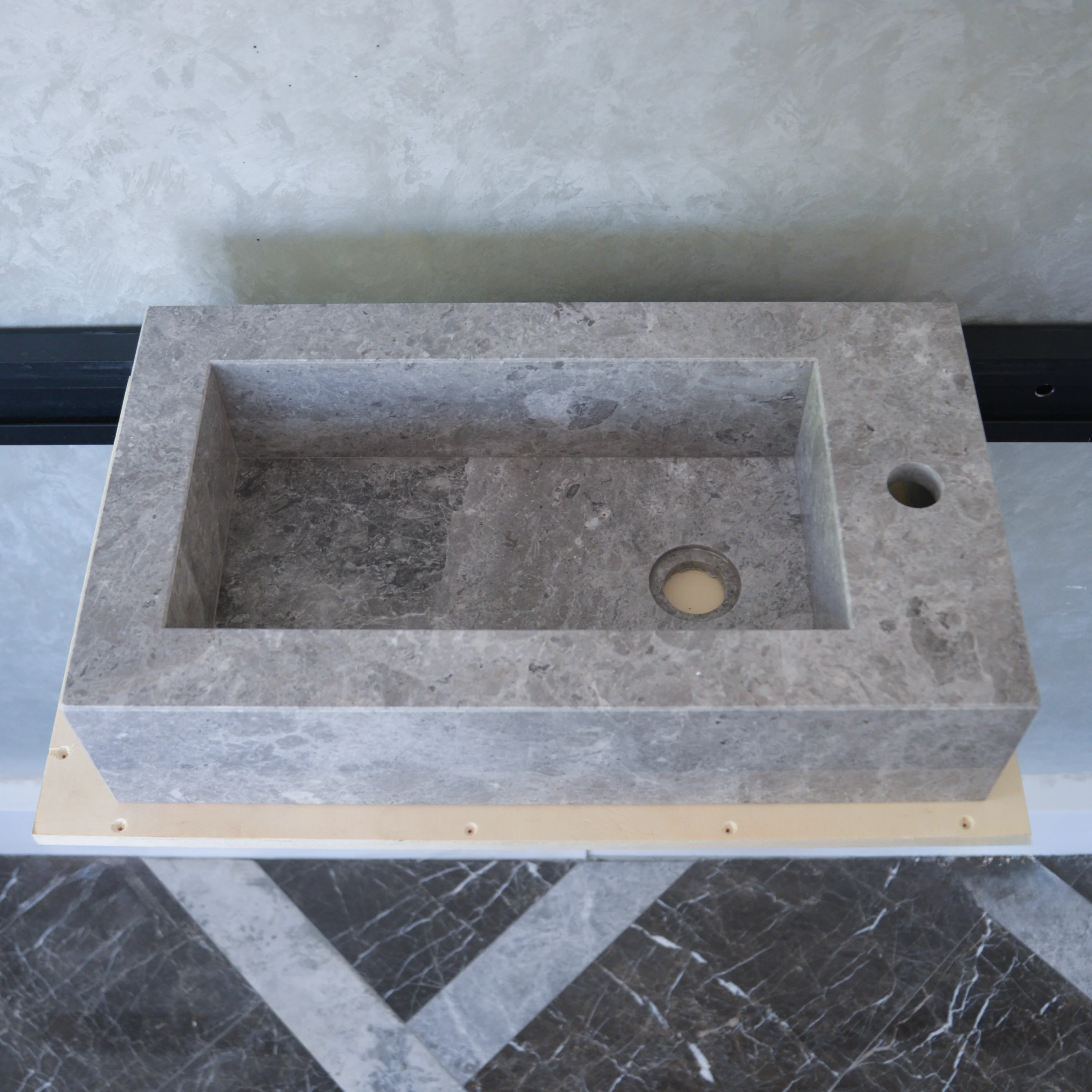 HANDCRAFTED CUSTOM TUNDRA GREY MARBLE SINK (NS-030) - Image 2