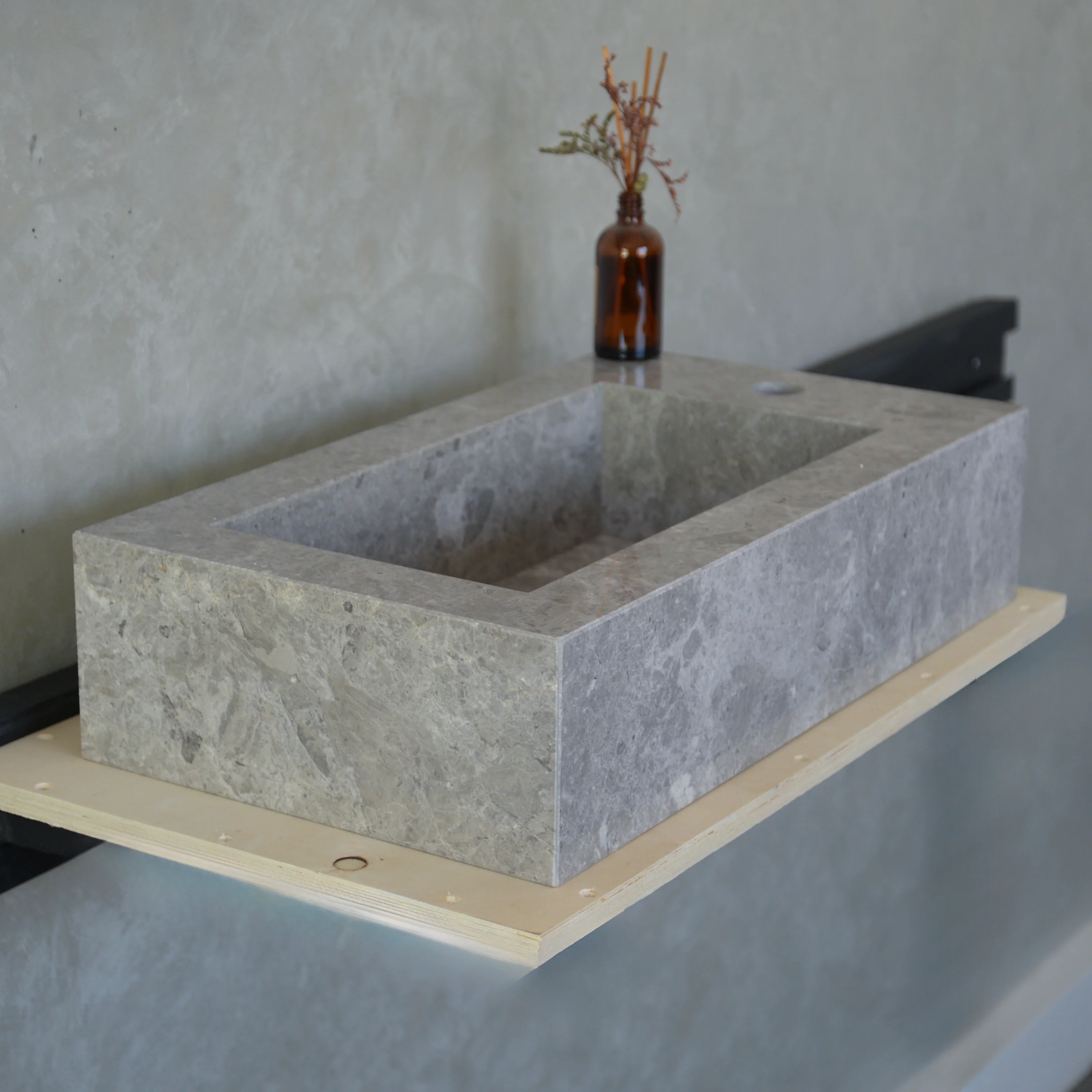 HANDCRAFTED CUSTOM TUNDRA GREY MARBLE SINK (NS-030) - Image 9