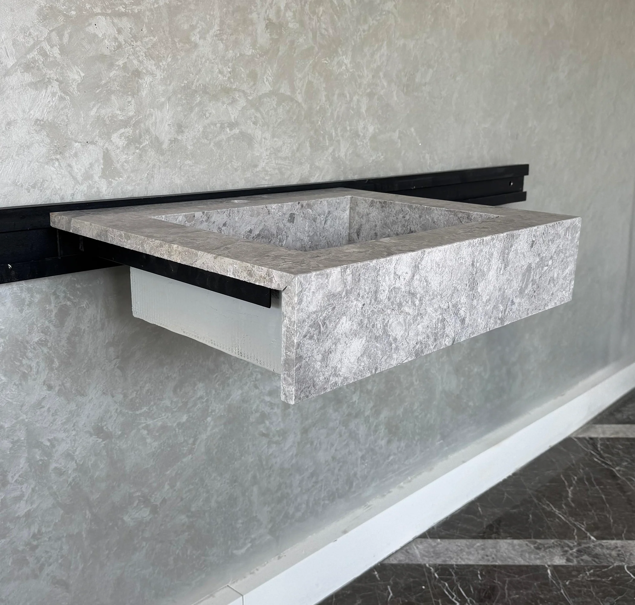 HANDCRAFTED CUSTOM TUNDRA GREY MARBLE SINK (NS-041) - Image 3