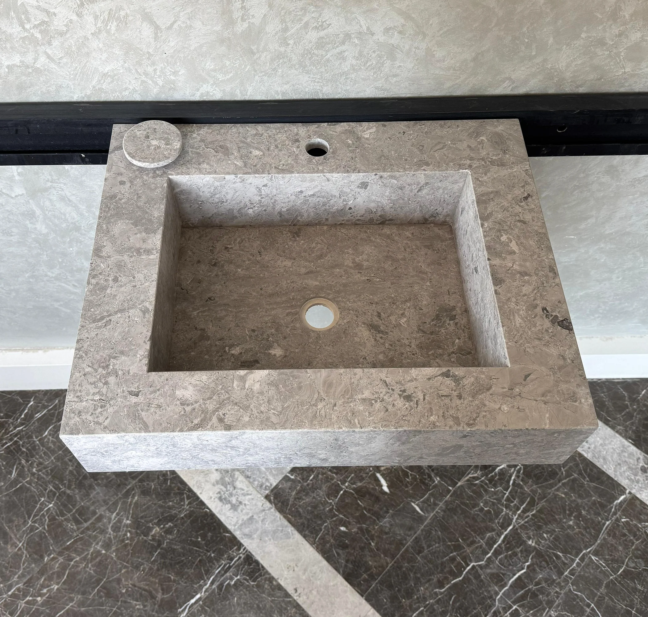 HANDCRAFTED CUSTOM TUNDRA GREY MARBLE SINK (NS-041) - Image 5