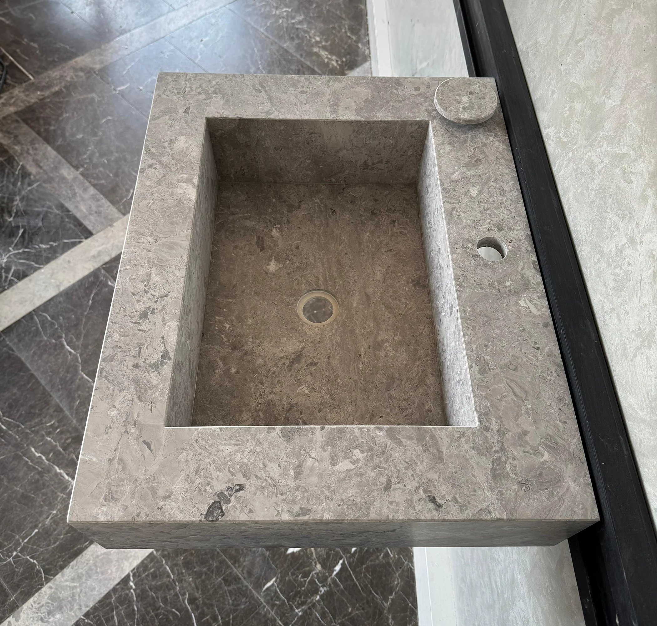 HANDCRAFTED CUSTOM TUNDRA GREY MARBLE SINK (NS-041) - Image 6