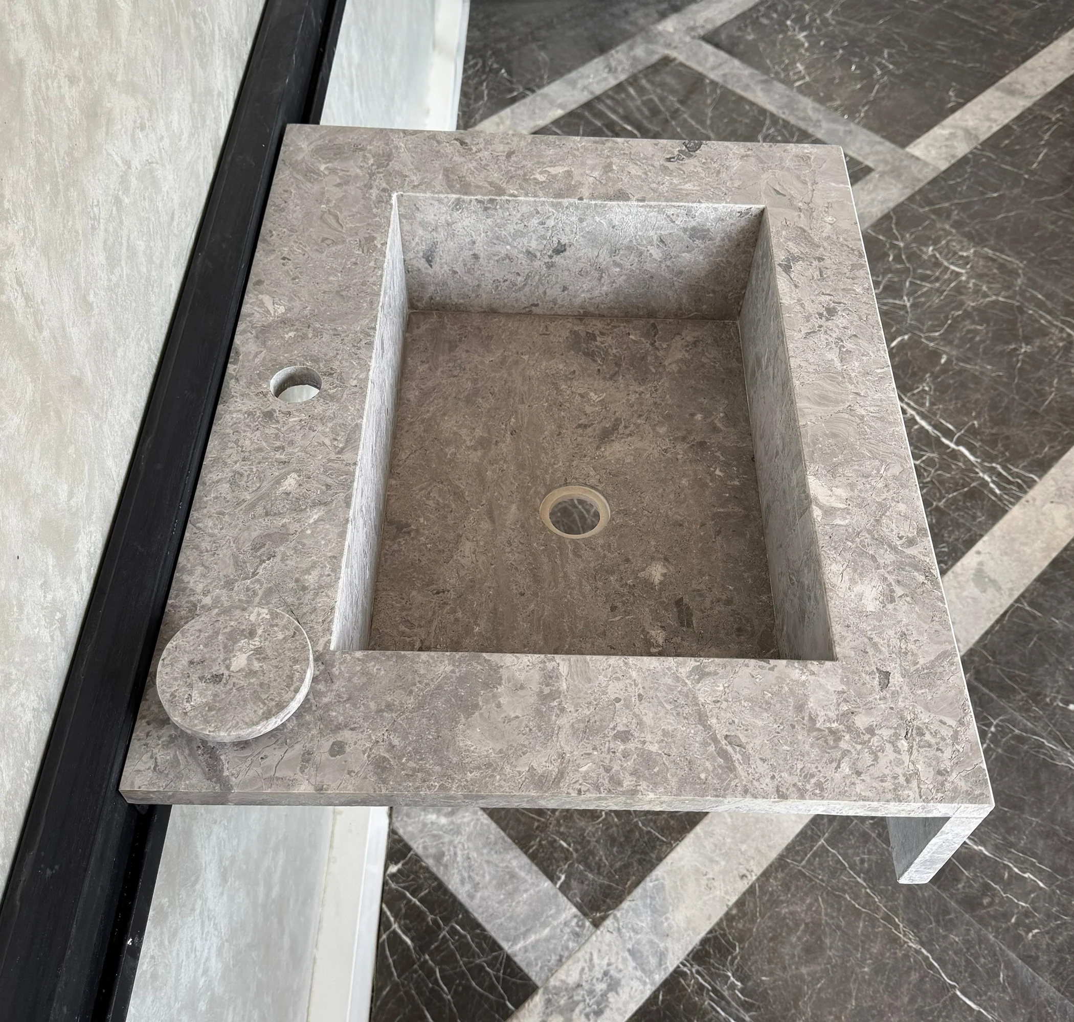 HANDCRAFTED CUSTOM TUNDRA GREY MARBLE SINK (NS-041) - Image 7