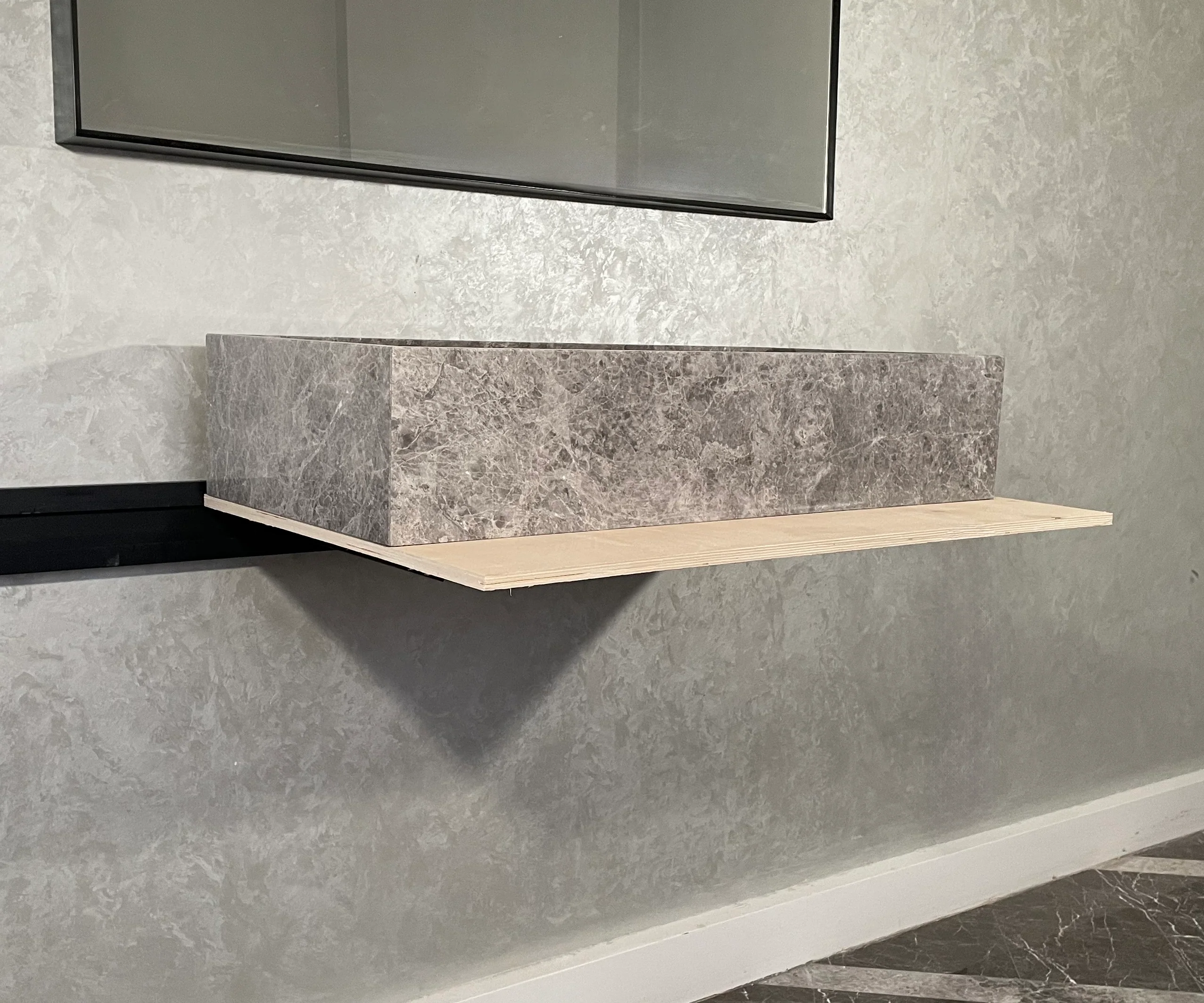HANDCRAFTED CUSTOM TUNDRA GREY MARBLE SINK (NS-078) - Image 2