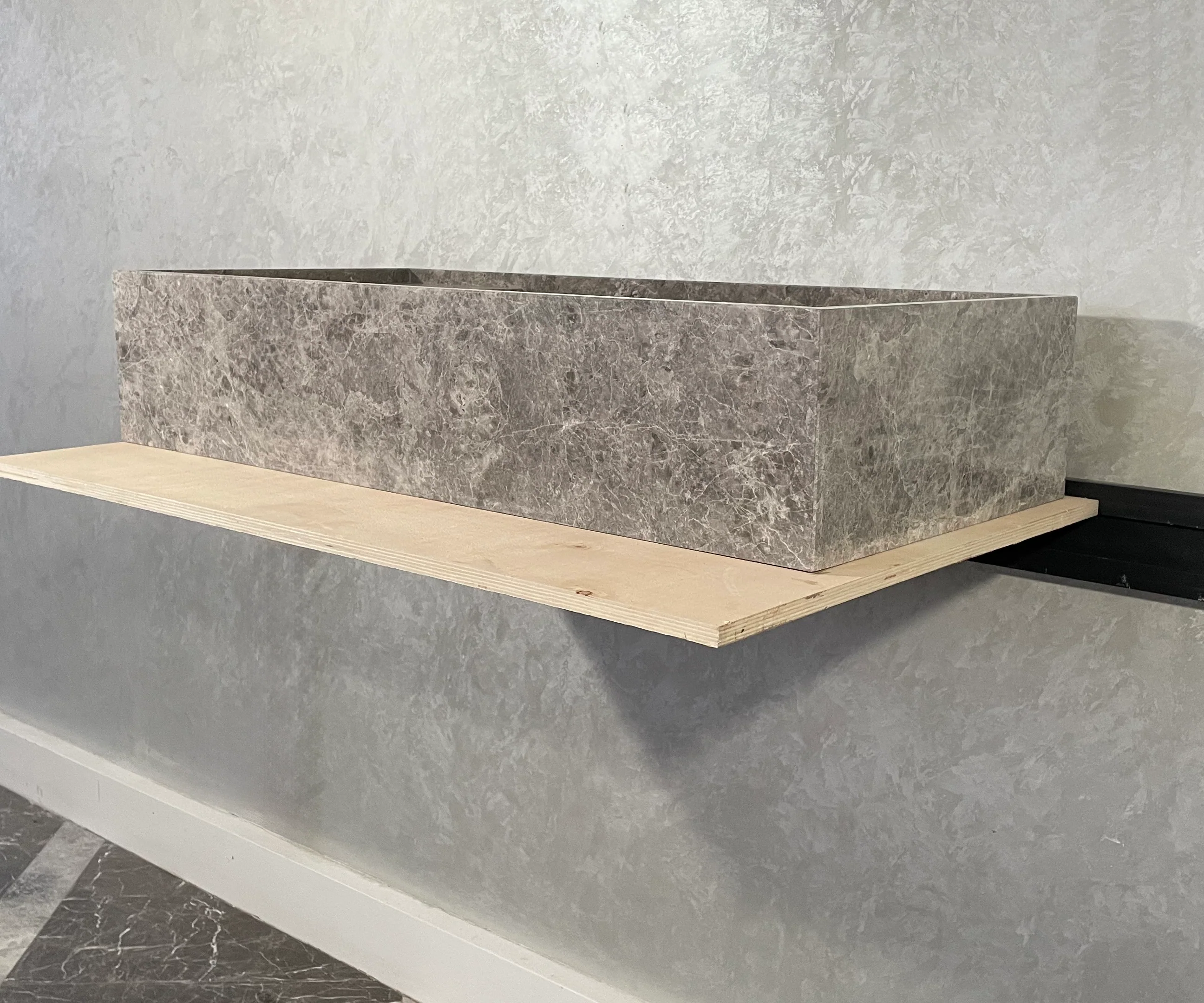 HANDCRAFTED CUSTOM TUNDRA GREY MARBLE SINK (NS-078) - Image 3