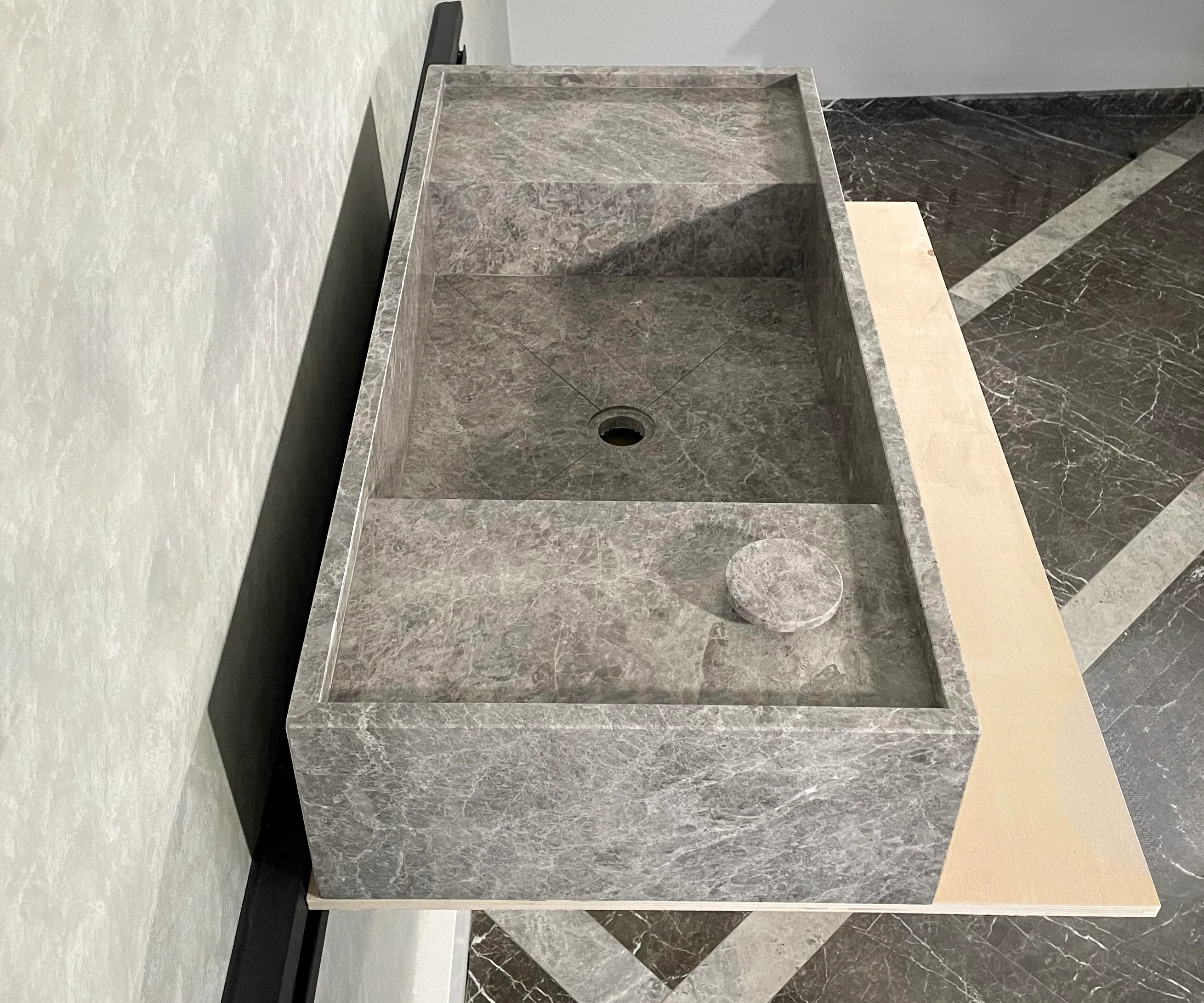 HANDCRAFTED CUSTOM TUNDRA GREY MARBLE SINK (NS-078) - Image 4