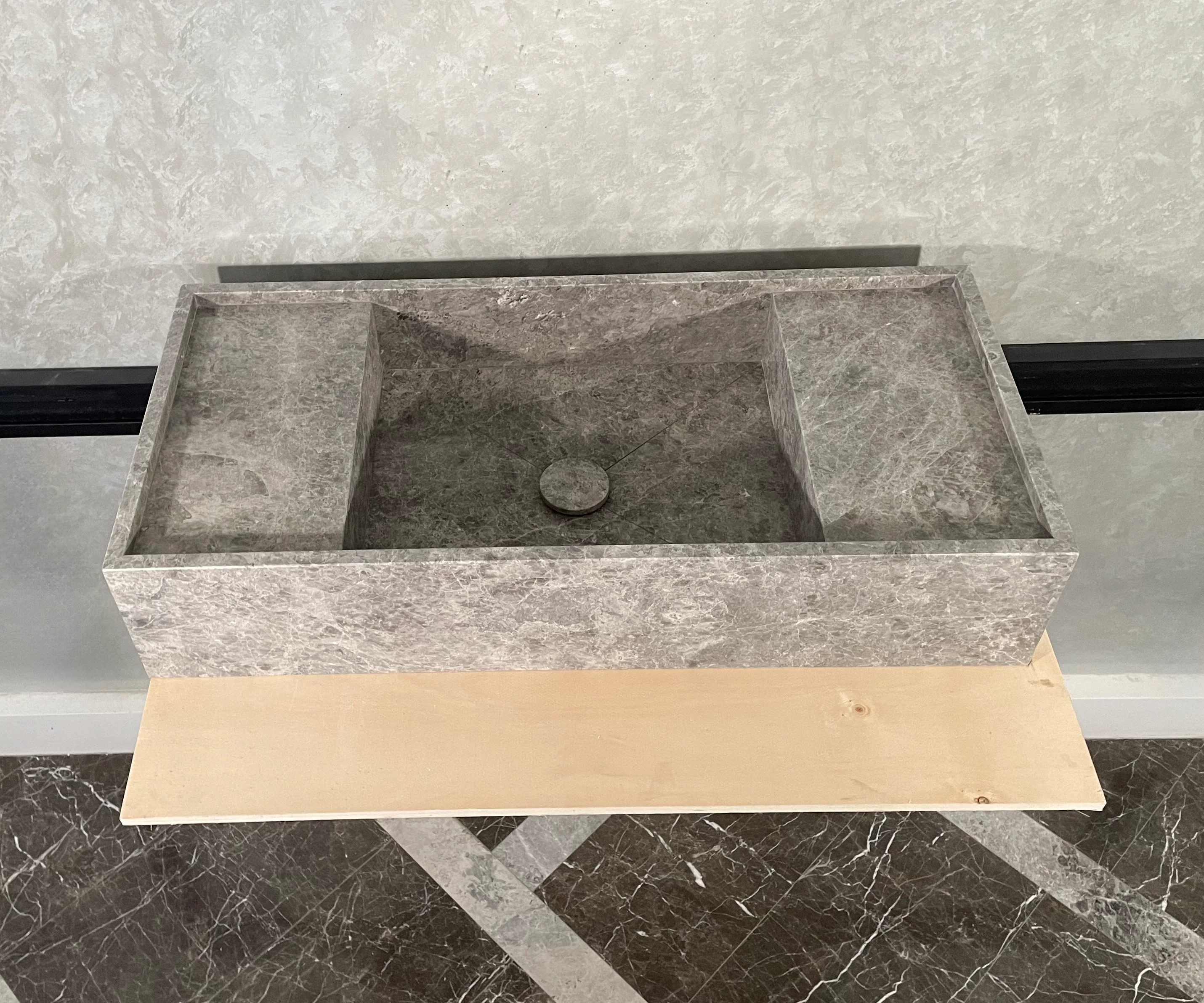 HANDCRAFTED CUSTOM TUNDRA GREY MARBLE SINK (NS-078) - Image 5