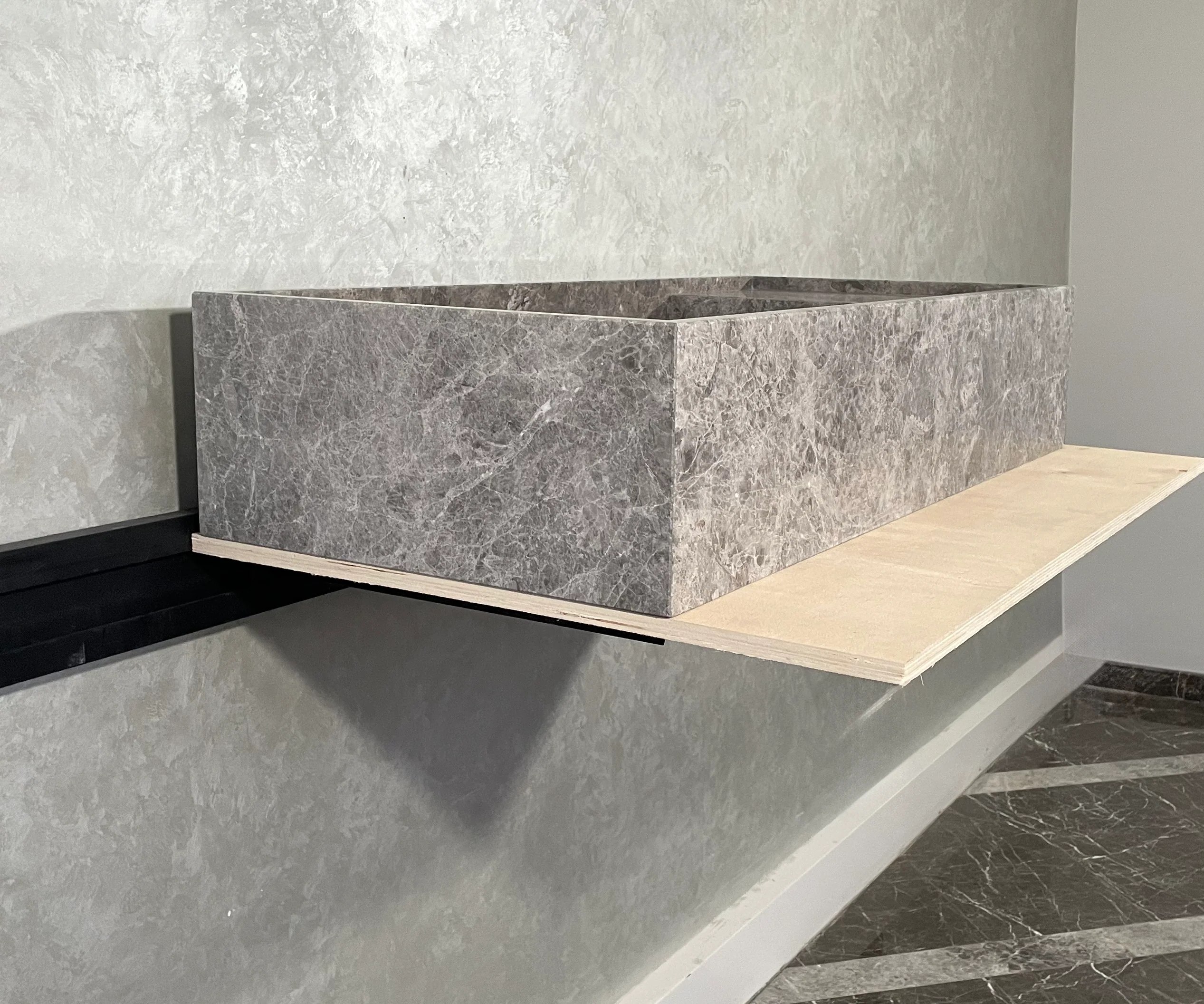 HANDCRAFTED CUSTOM TUNDRA GREY MARBLE SINK (NS-078) - Image 6