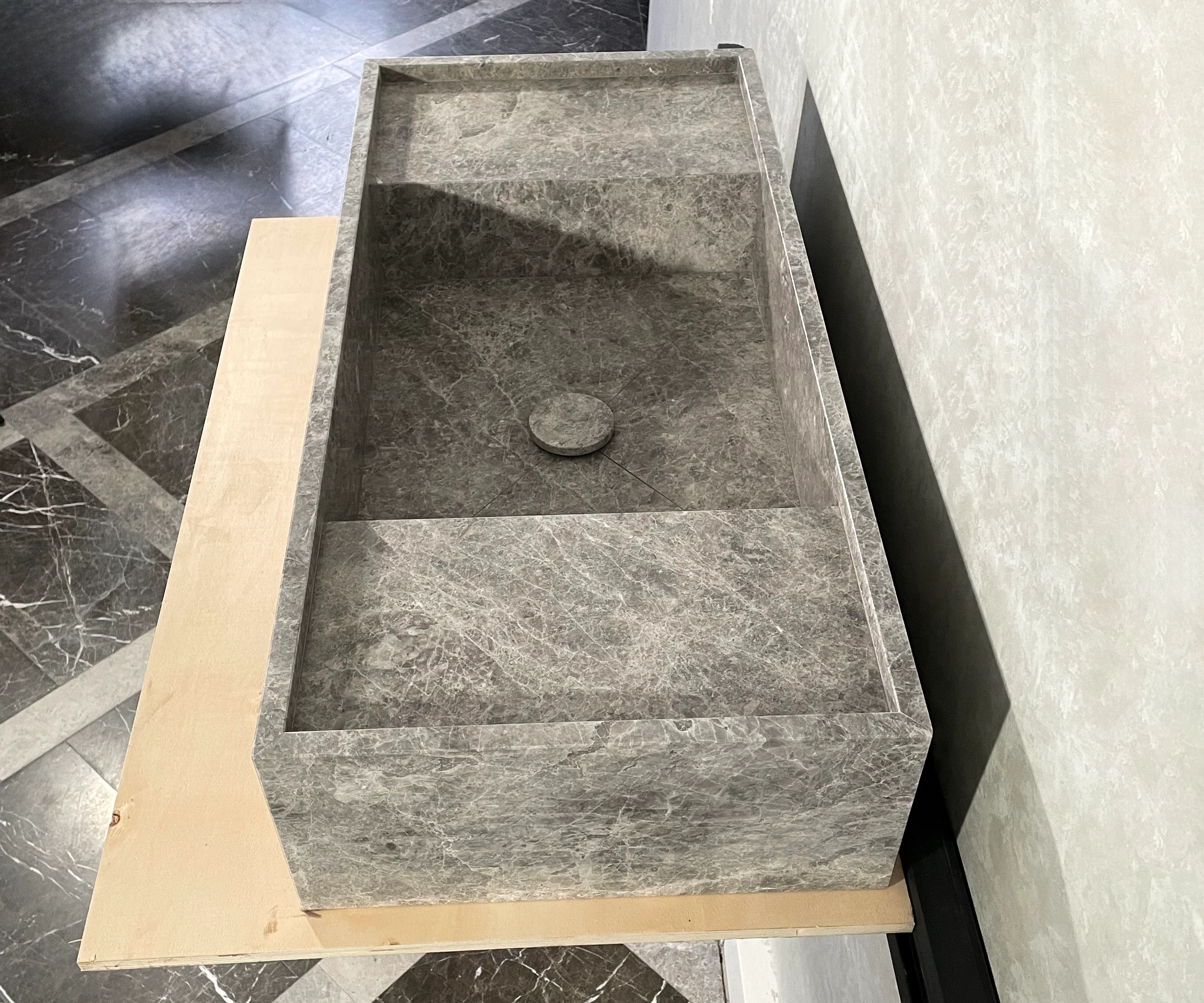 HANDCRAFTED CUSTOM TUNDRA GREY MARBLE SINK (NS-078) - Image 7