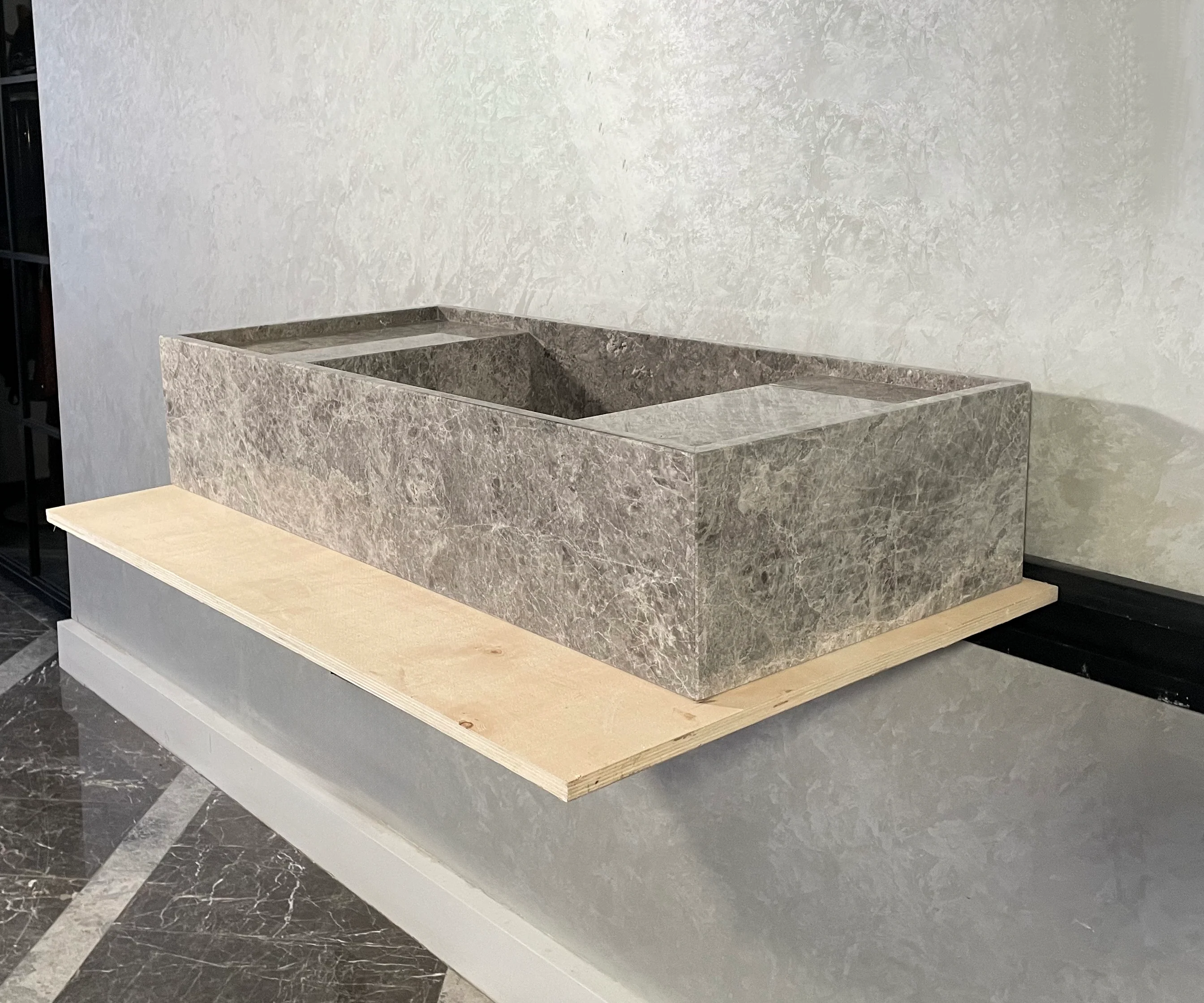 HANDCRAFTED CUSTOM TUNDRA GREY MARBLE SINK (NS-078) - Image 8