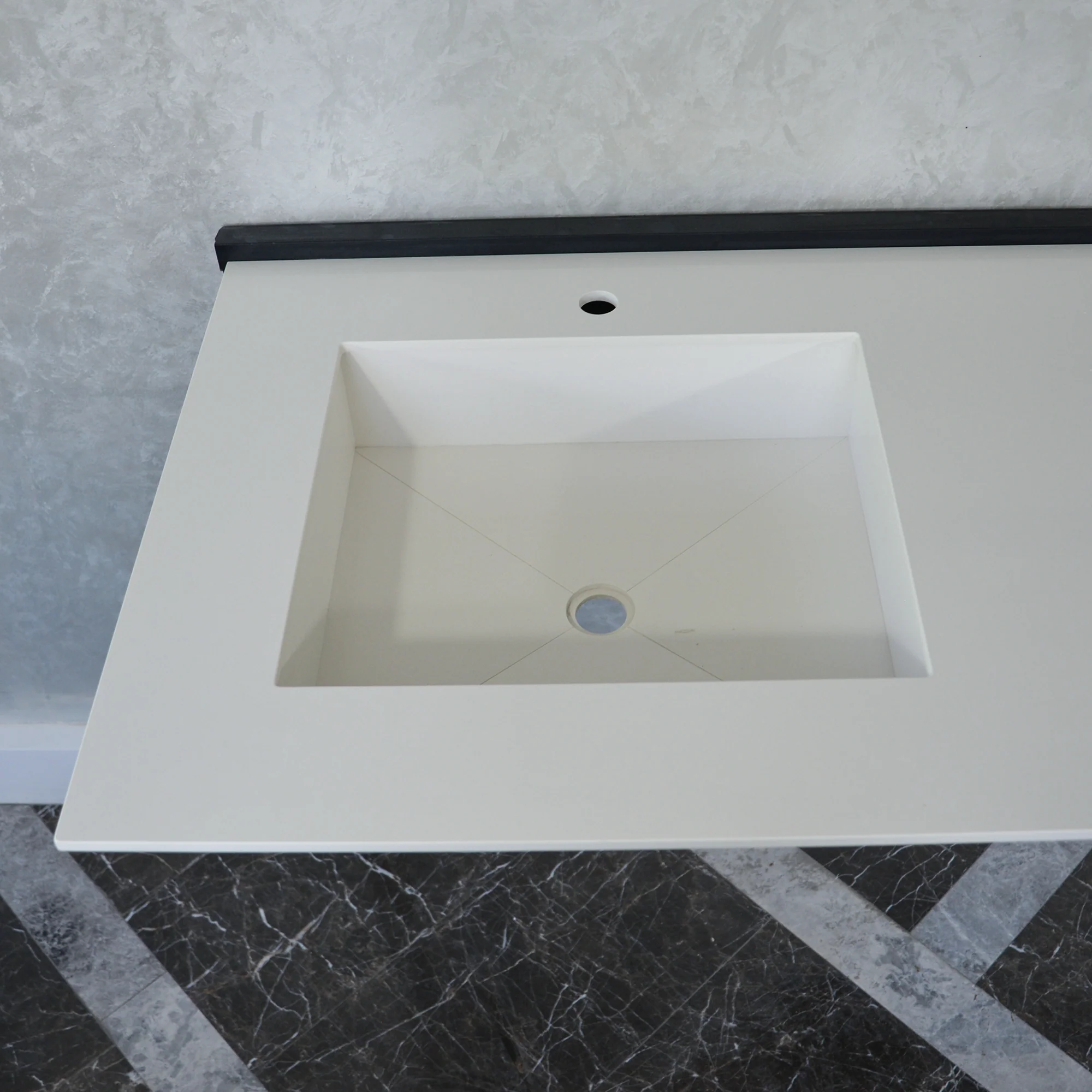 HANDCRAFTED CUSTOM WHITE QUARTZ DOUBLE SINK (QU-101) - Image 5