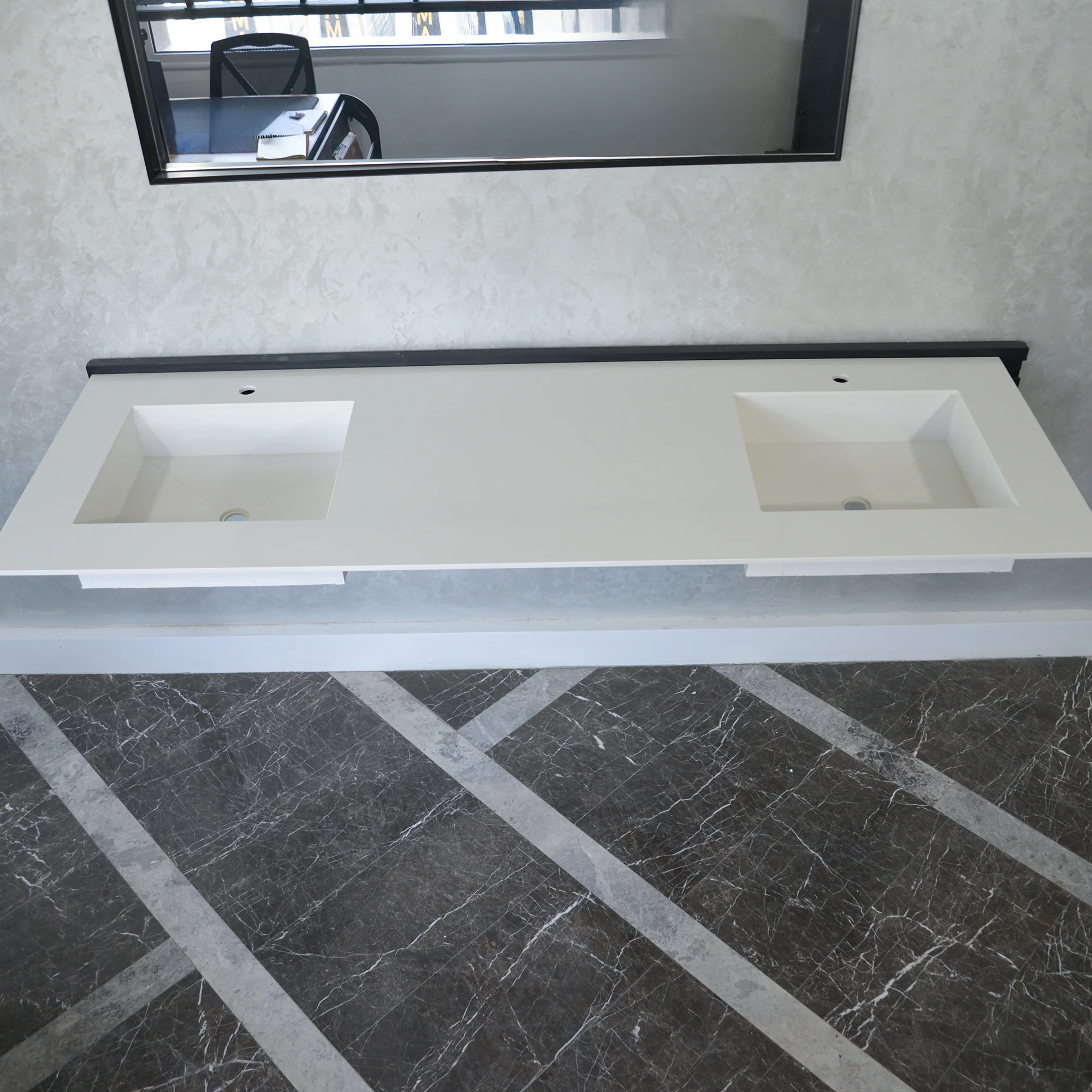 HANDCRAFTED CUSTOM WHITE QUARTZ DOUBLE SINK (QU-101) - Image 6
